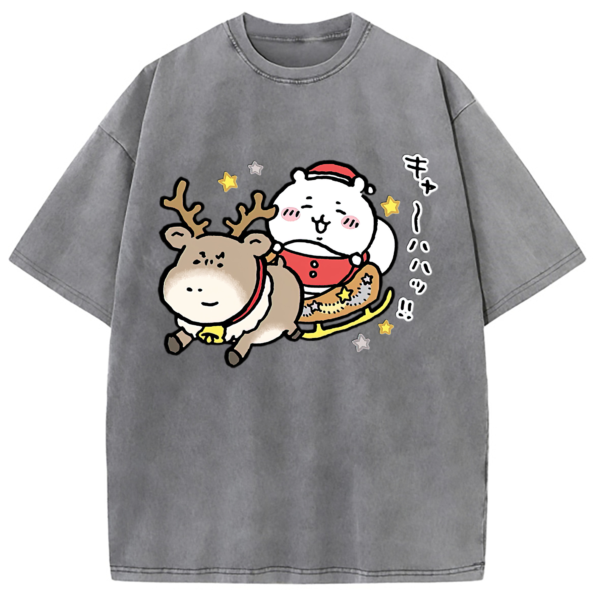 （画像用） ちいかわ ちいかわ Chii-kawa chiikawa 綿100% ヴィンテージ風 半袖Tシャツ（フロントプリント）
