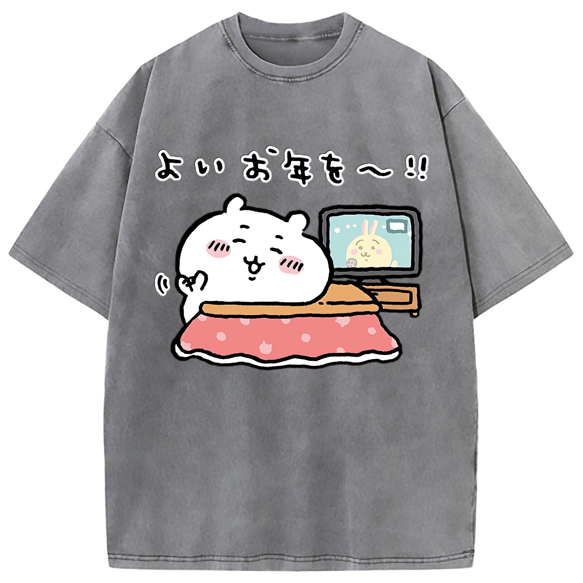 （画像用） ちいかわ ちいかわ Chii-kawa chiikawa 綿100% ヴィンテージ風 半袖Tシャツ（フロントプリント）