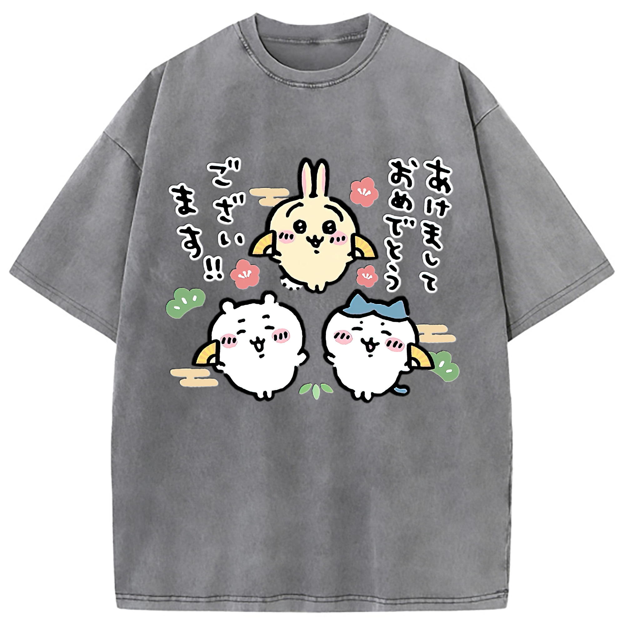 （画像用） ちいかわ ちいかわ Chii-kawa chiikawa 綿100% ヴィンテージ風 半袖Tシャツ（フロントプリント）