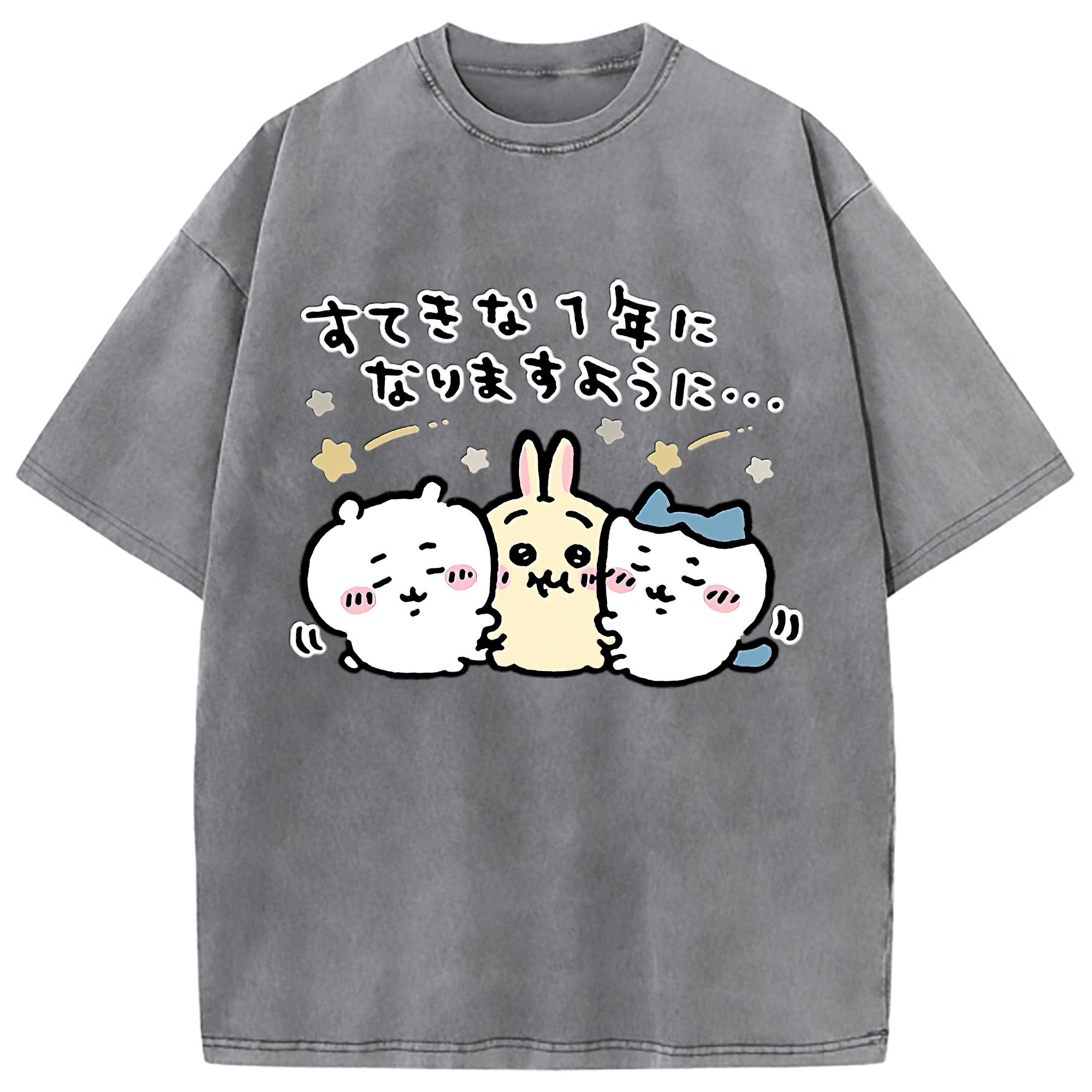 （画像用） ちいかわ ちいかわ Chii-kawa chiikawa 綿100% ヴィンテージ風 半袖Tシャツ（フロントプリント）