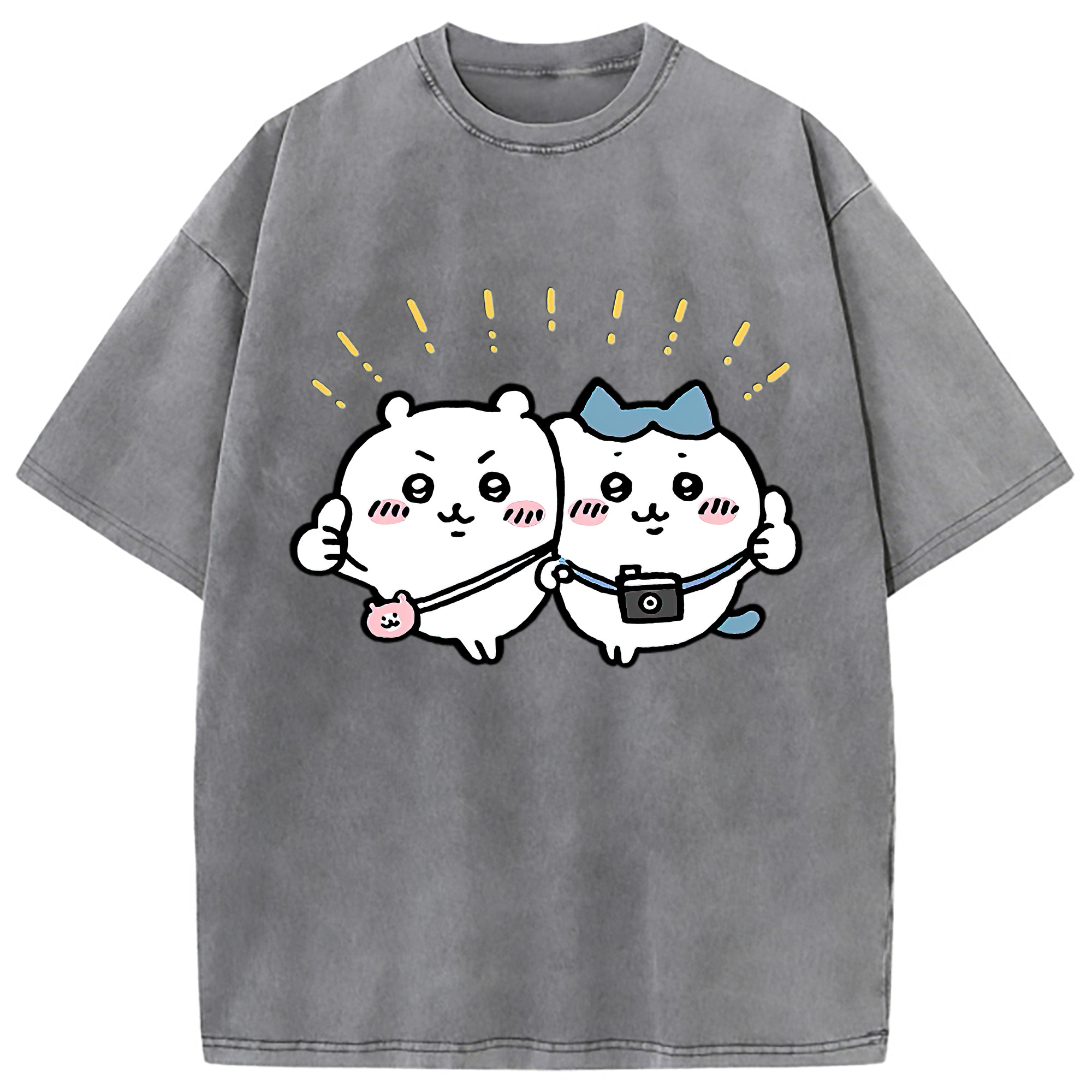 （画像用） ちいかわ ちいかわ Chii-kawa chiikawa 綿100% ヴィンテージ風 半袖Tシャツ（フロントプリント）