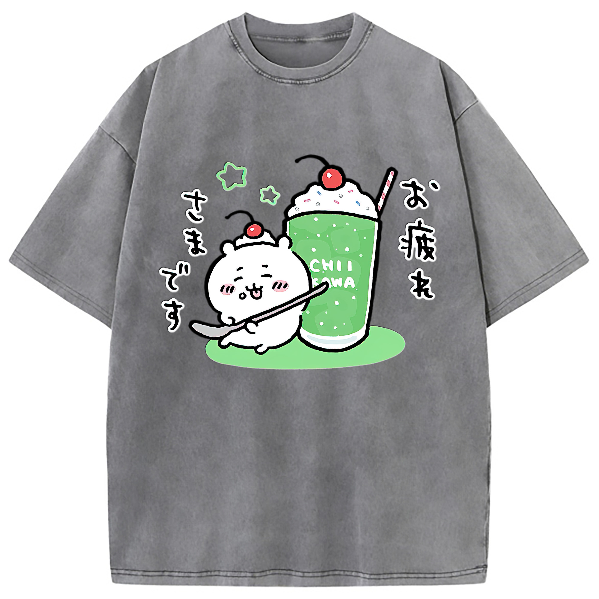 （画像用） ちいかわ ちいかわ Chii-kawa chiikawa 綿100% ヴィンテージ風 半袖Tシャツ（フロントプリント）