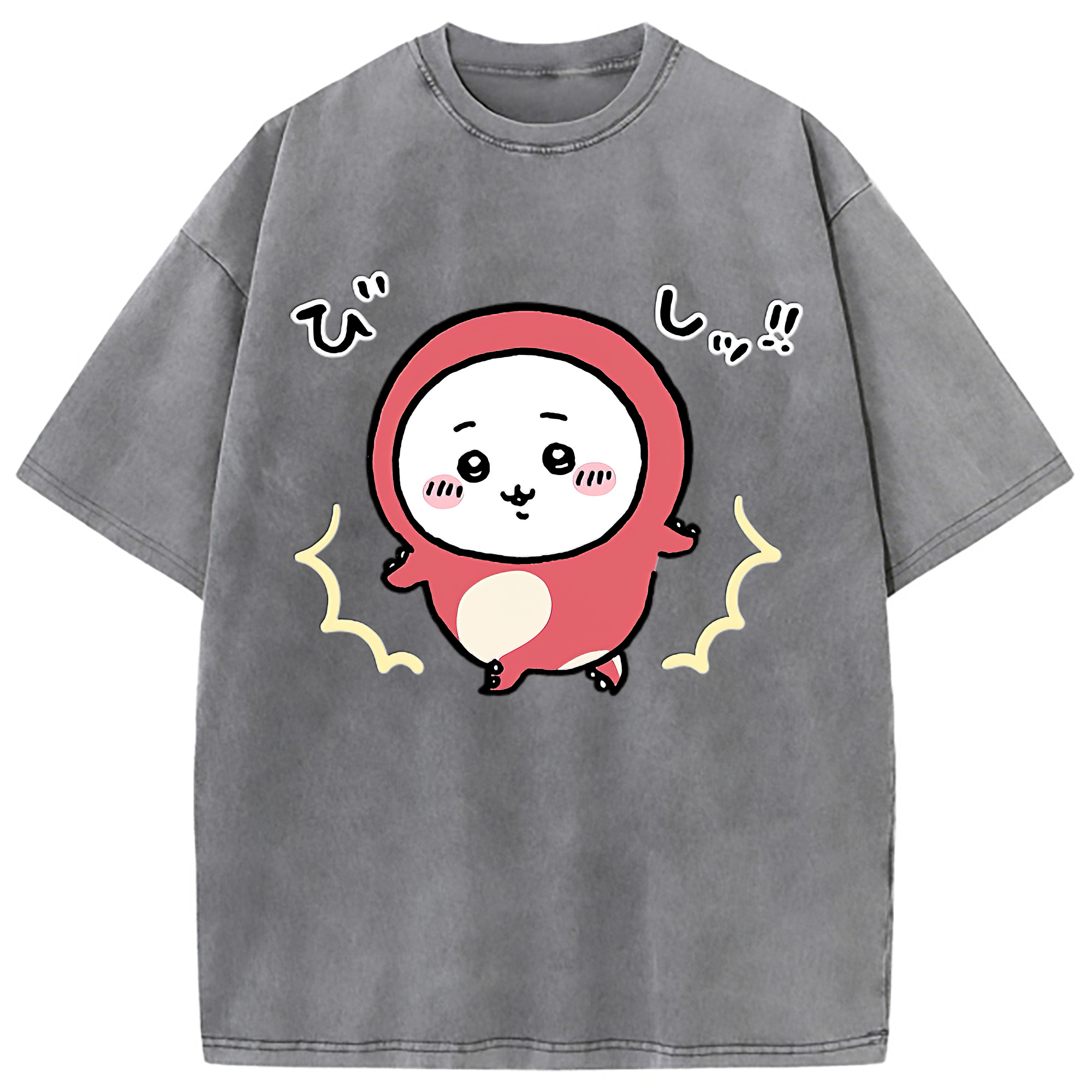 （画像用） ちいかわ ちいかわ Chii-kawa chiikawa 綿100% ヴィンテージ風 半袖Tシャツ（フロントプリント）