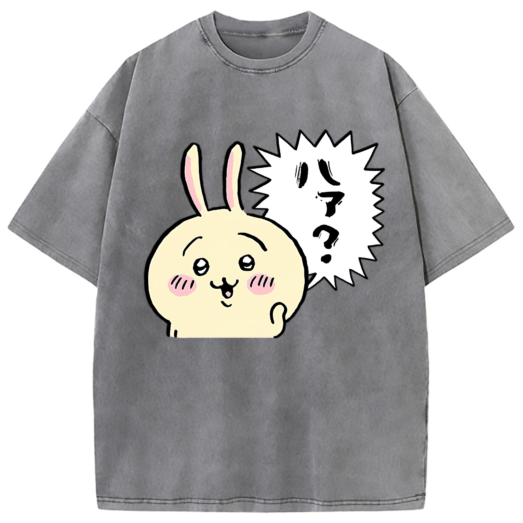 （画像用） ちいかわ うさぎ Chii-kawa usagi 綿100% ヴィンテージ風 半袖Tシャツ（フロントプリント）