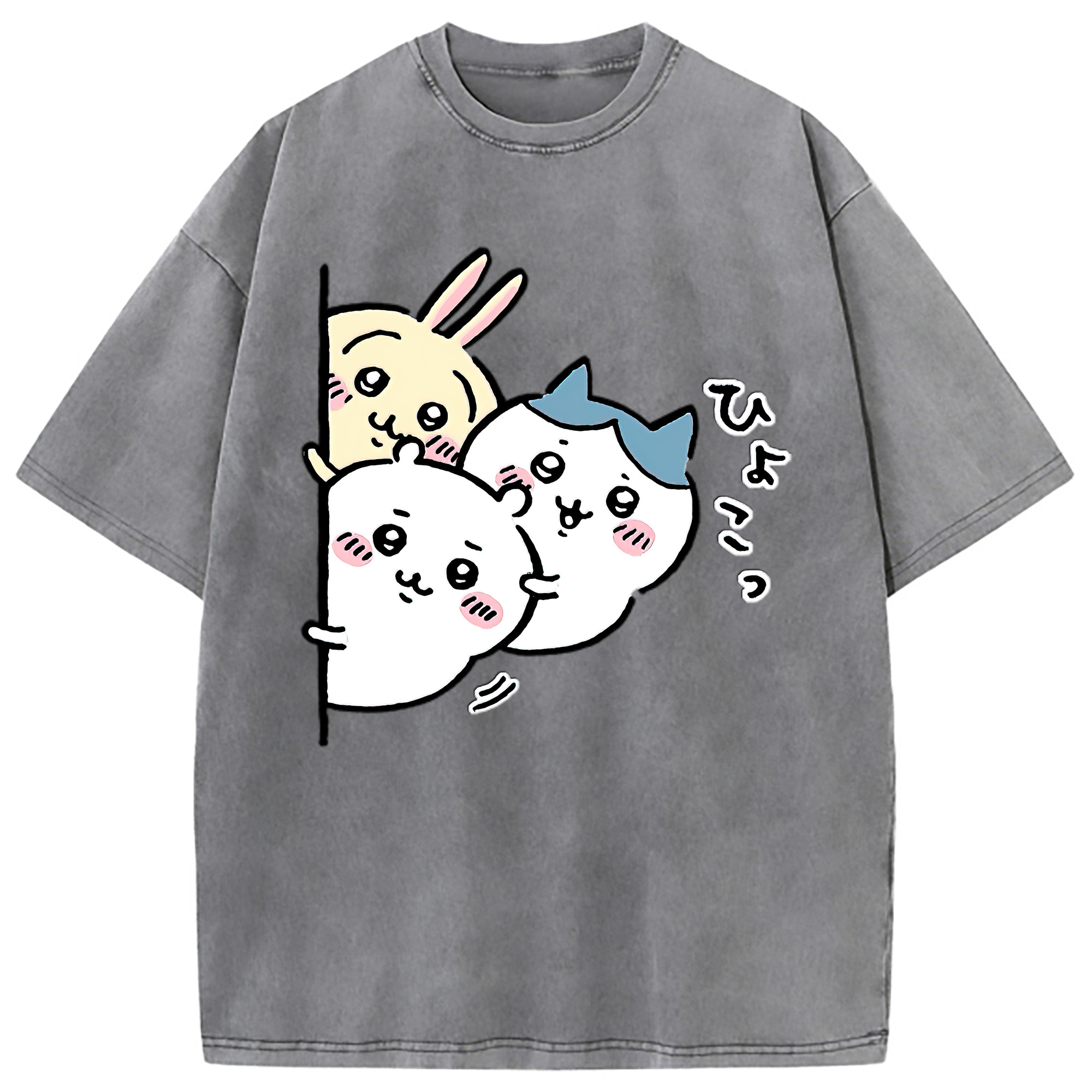 （画像用） ちいかわ うさぎ Chii-kawa usagi 綿100% ヴィンテージ風 半袖Tシャツ（フロントプリント）