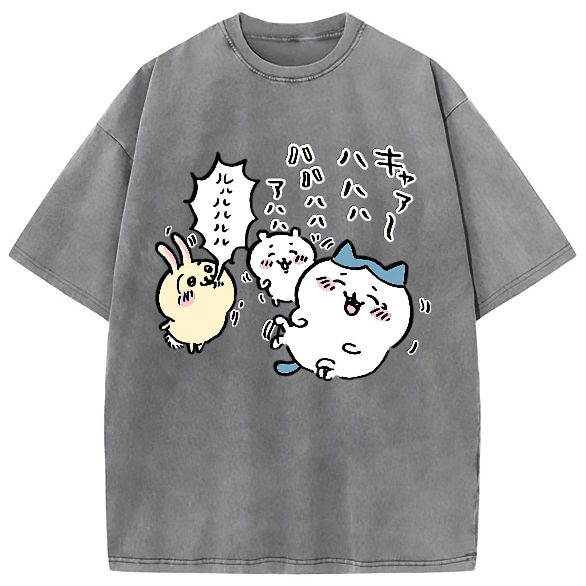 （画像用） ちいかわ うさぎ Chii-kawa usagi 綿100% ヴィンテージ風 半袖Tシャツ（フロントプリント）