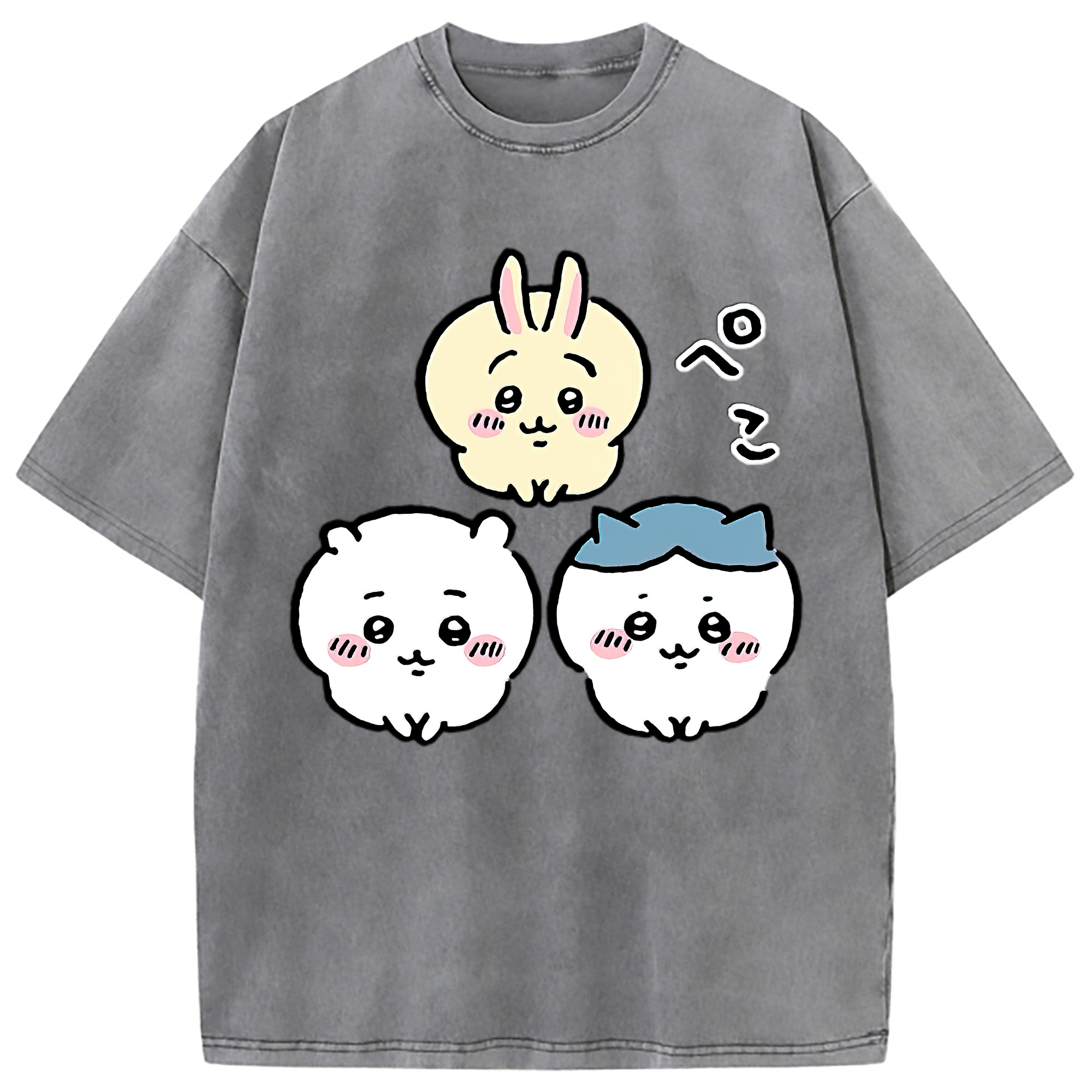 （画像用） ちいかわ うさぎ Chii-kawa usagi 綿100% ヴィンテージ風 半袖Tシャツ（フロントプリント）