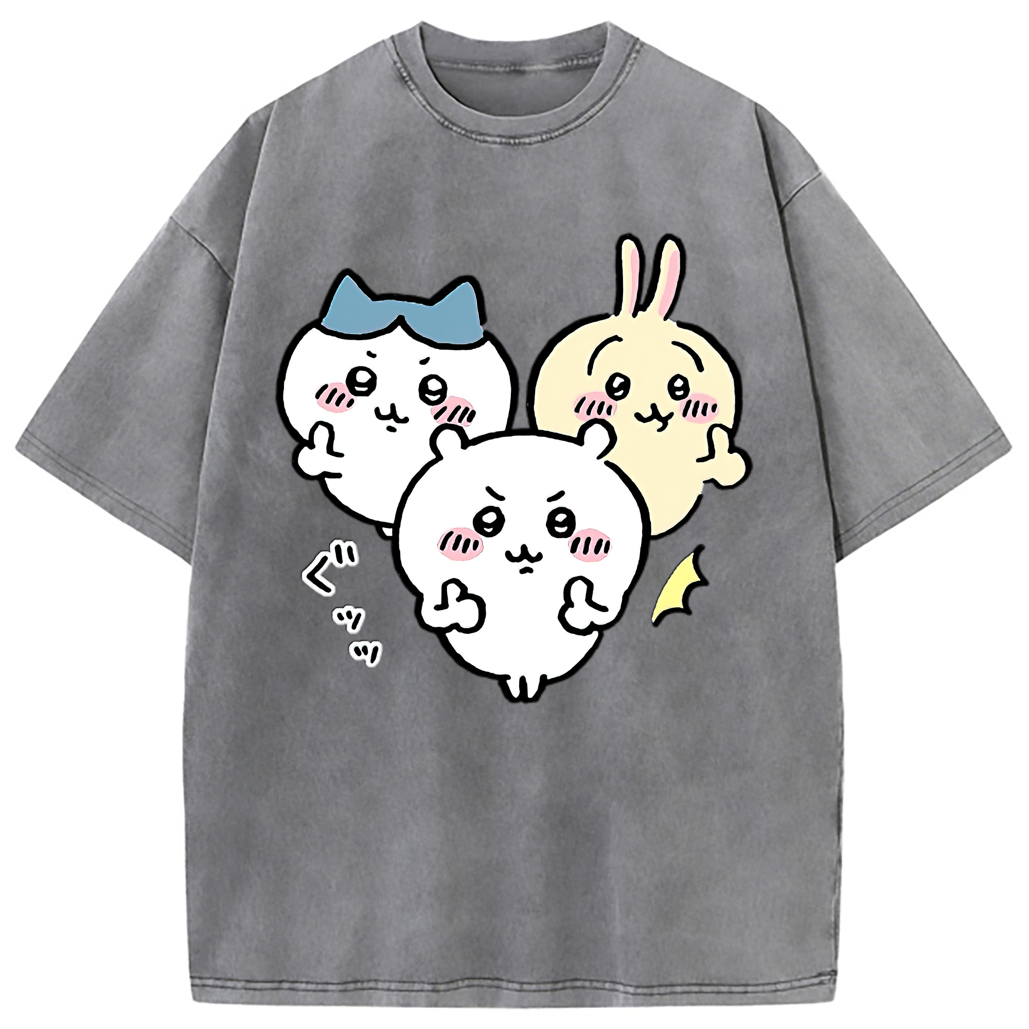 （画像用） ちいかわ うさぎ Chii-kawa usagi 綿100% ヴィンテージ風 半袖Tシャツ（フロントプリント）
