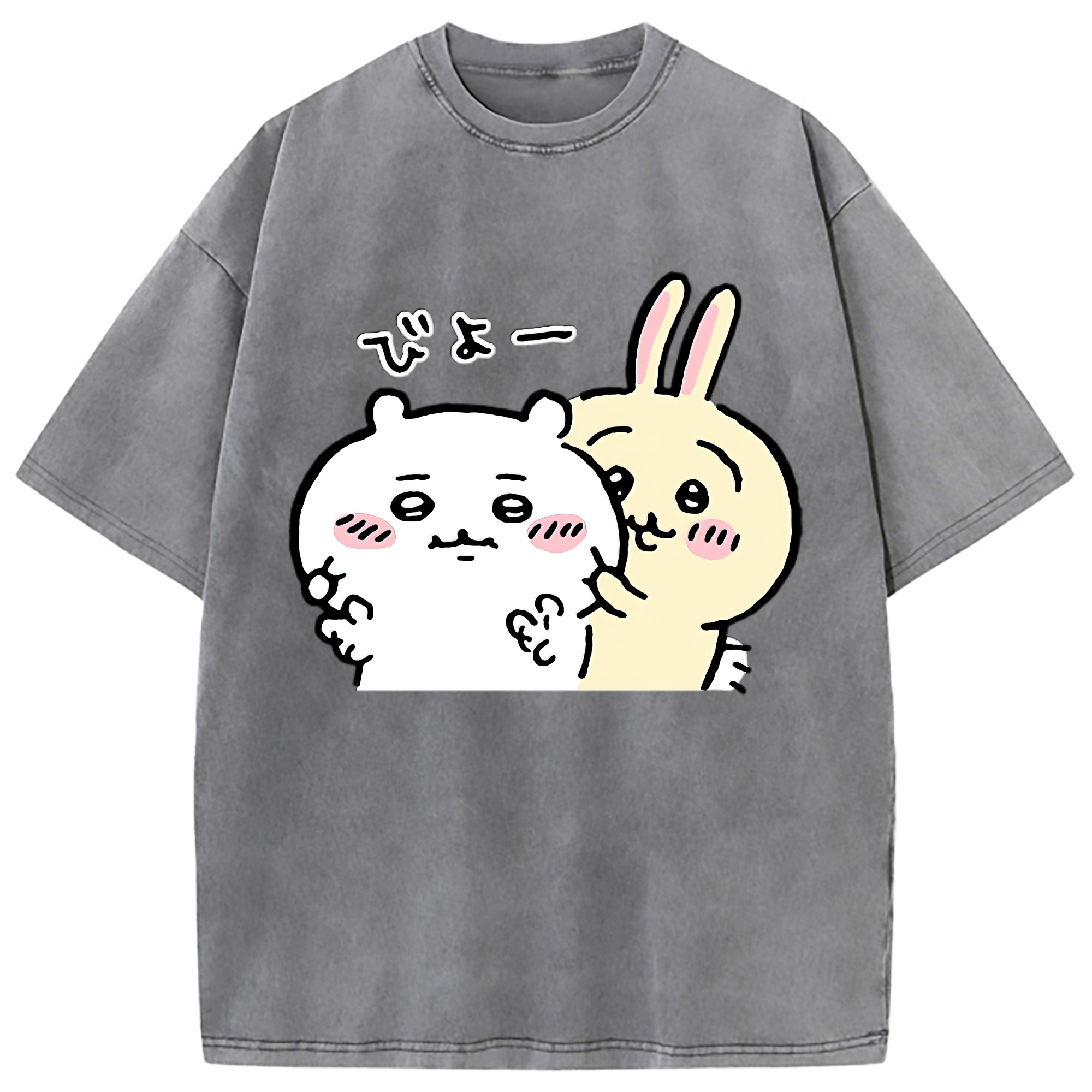 （画像用） ちいかわ うさぎ Chii-kawa usagi 綿100% ヴィンテージ風 半袖Tシャツ（フロントプリント）