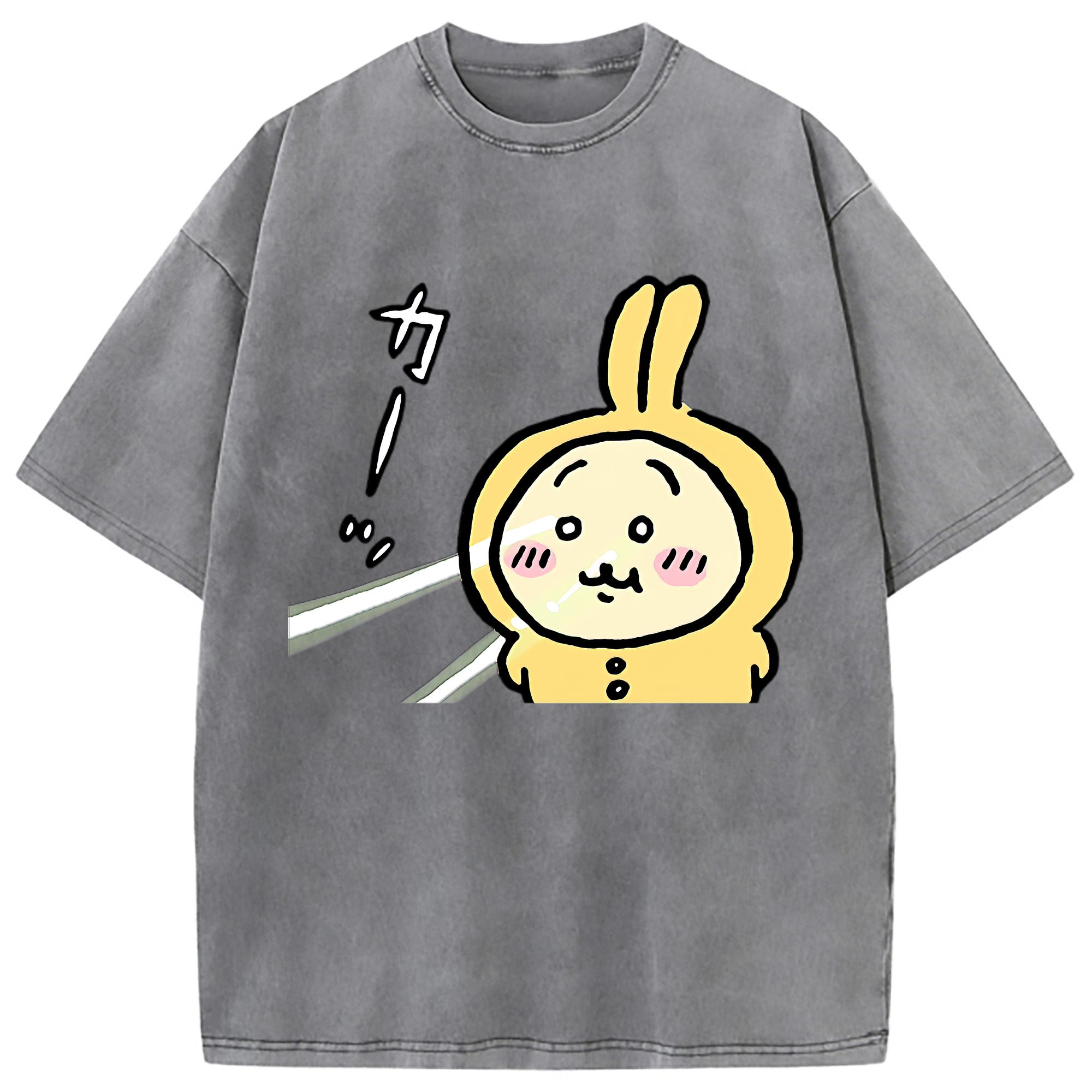（画像用） ちいかわ うさぎ Chii-kawa usagi 綿100% ヴィンテージ風 半袖Tシャツ（フロントプリント）