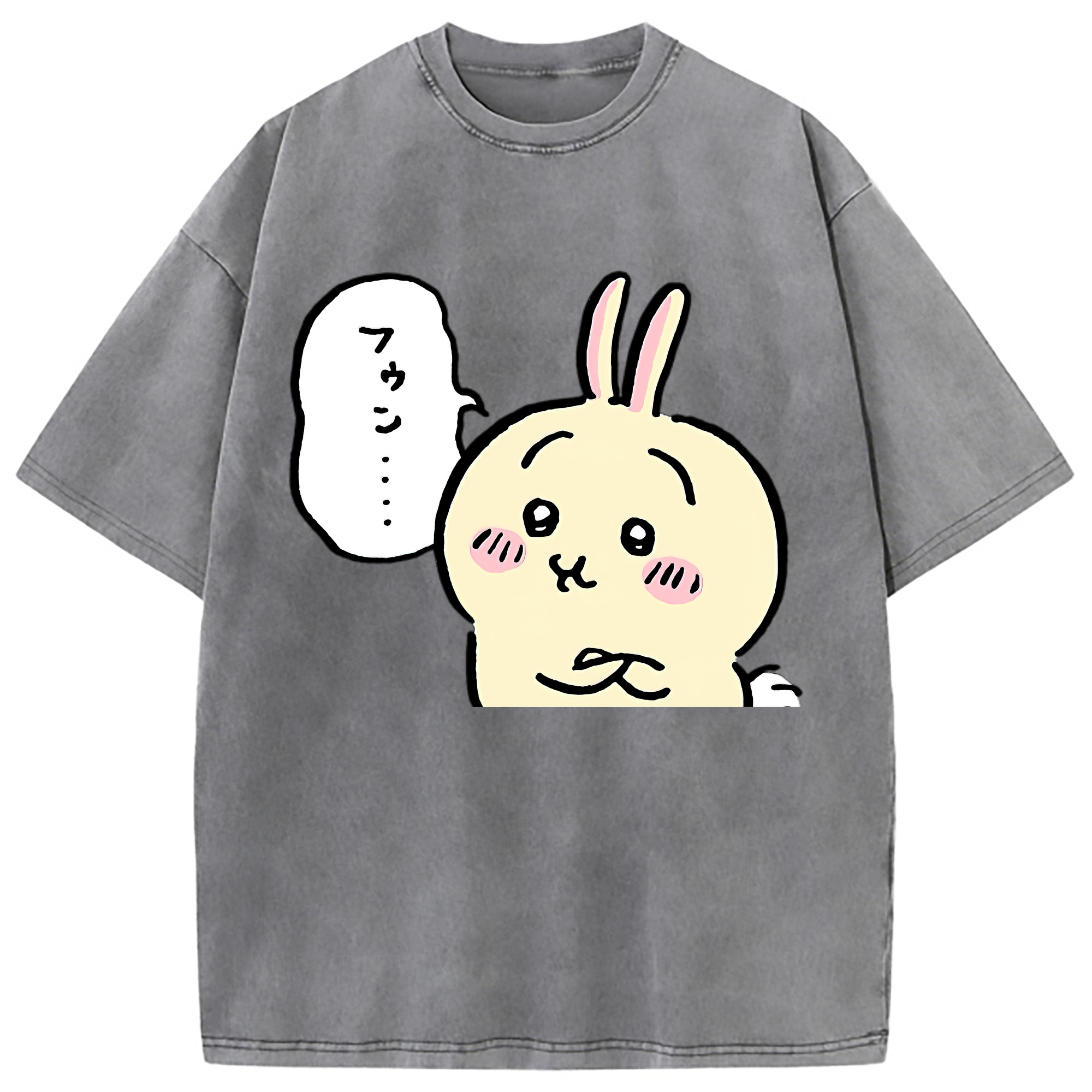 （画像用） ちいかわ うさぎ Chii-kawa usagi 綿100% ヴィンテージ風 半袖Tシャツ（フロントプリント）