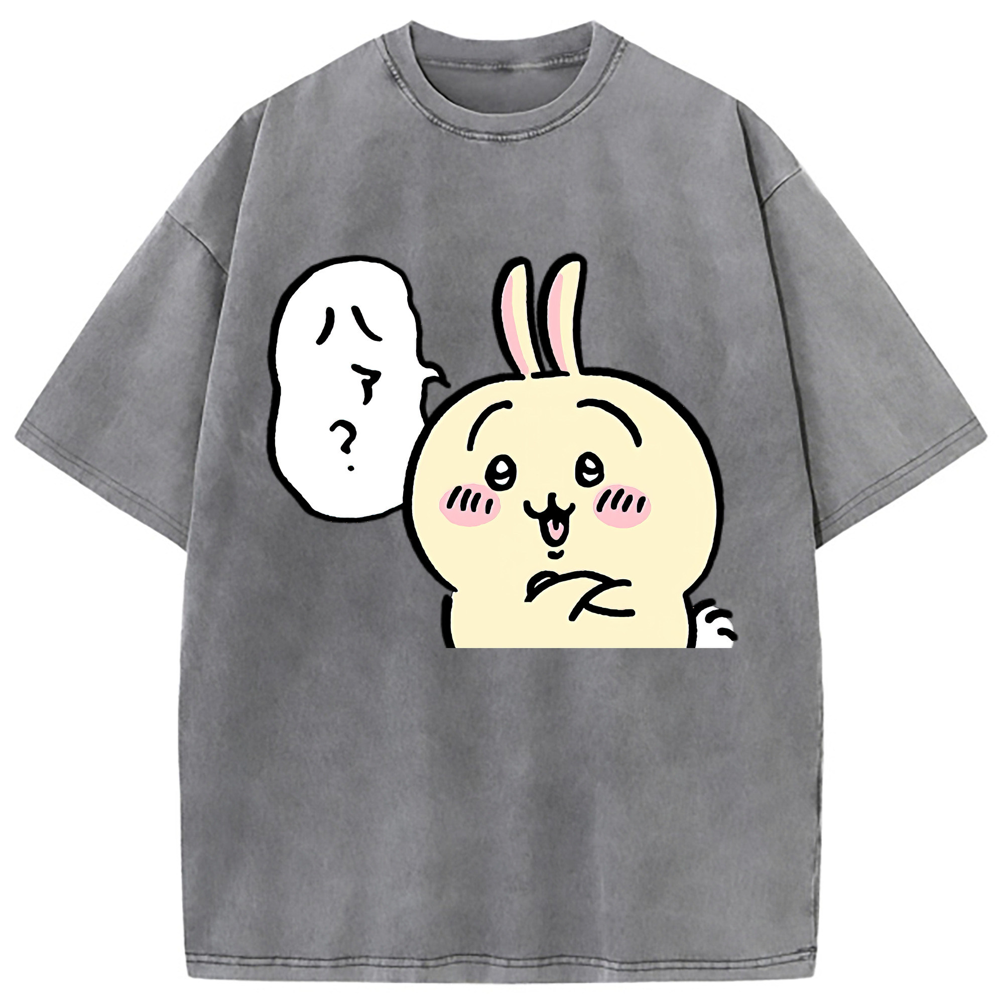 （画像用） ちいかわ うさぎ Chii-kawa usagi 綿100% ヴィンテージ風 半袖Tシャツ（フロントプリント）