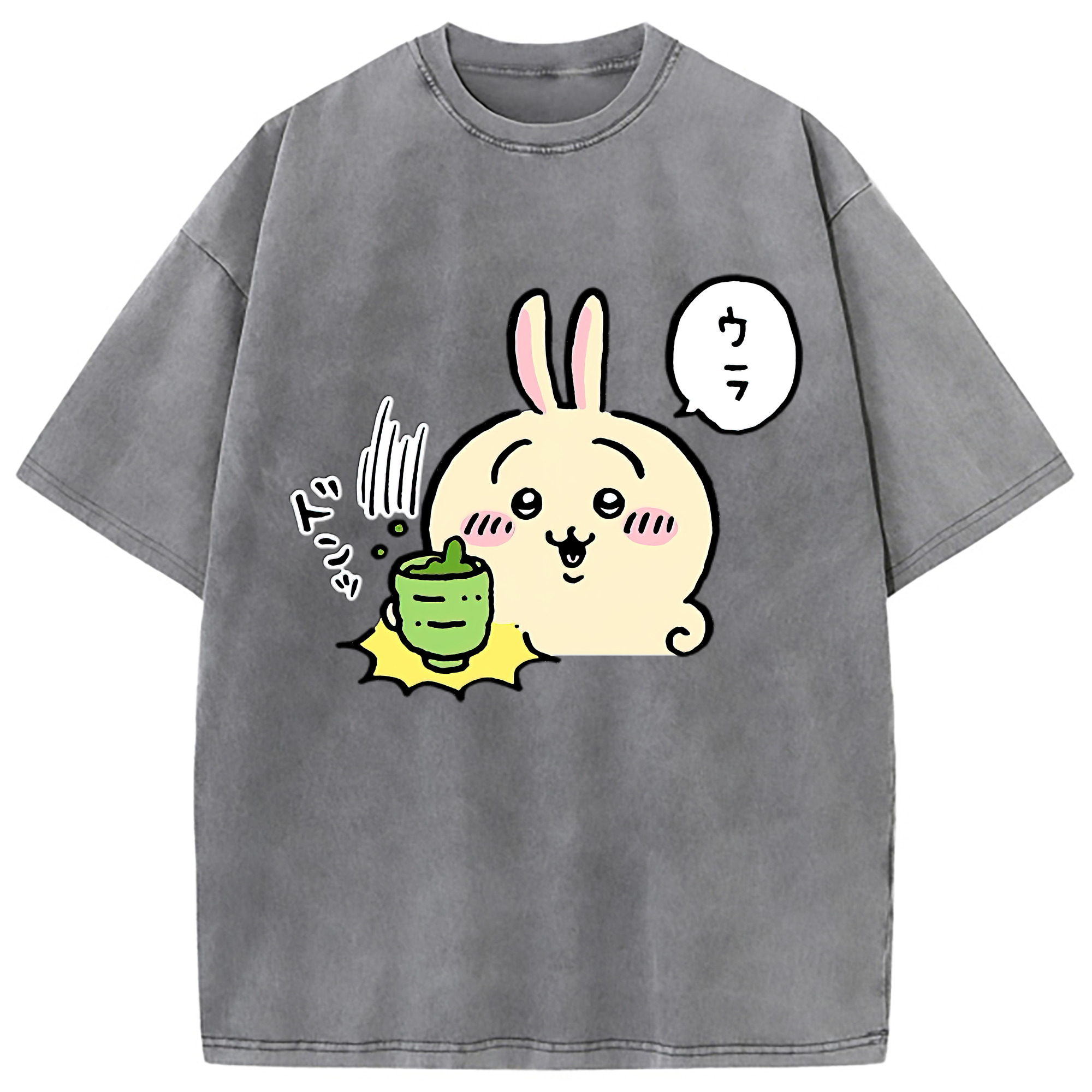 （画像用） ちいかわ うさぎ Chii-kawa usagi 綿100% ヴィンテージ風 半袖Tシャツ（フロントプリント）