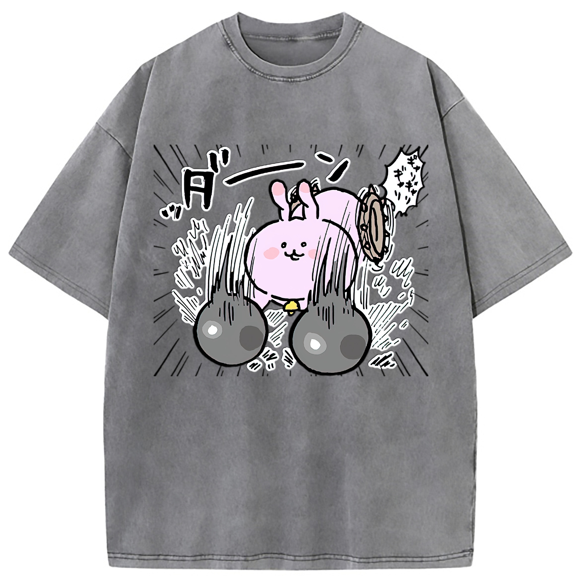 （画像用） ちいかわ うさぎ Chii-kawa usagi 綿100% ヴィンテージ風 半袖Tシャツ（フロントプリント）
