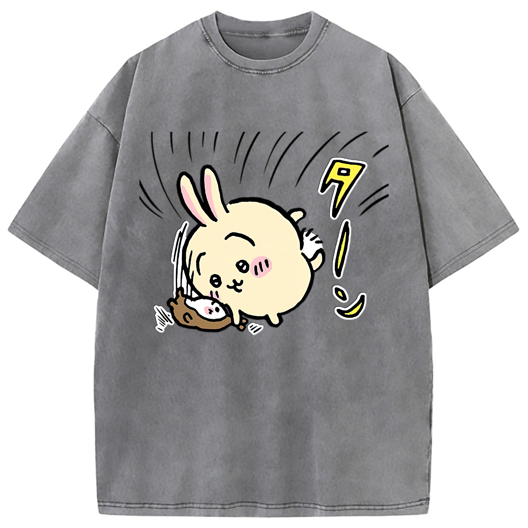 （画像用） ちいかわ うさぎ Chii-kawa usagi 綿100% ヴィンテージ風 半袖Tシャツ（フロントプリント）