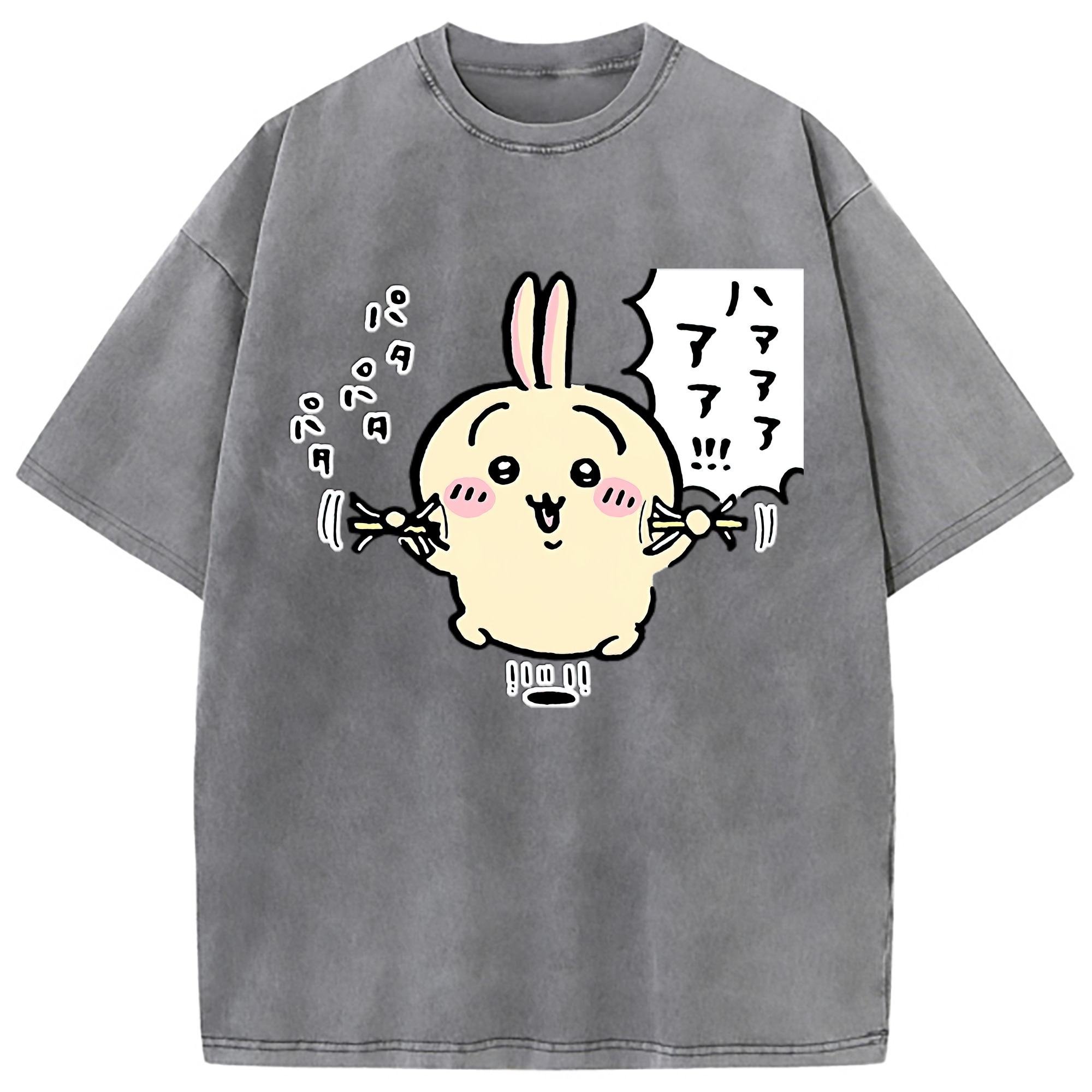 （画像用） ちいかわ うさぎ Chii-kawa usagi 綿100% ヴィンテージ風 半袖Tシャツ（フロントプリント）