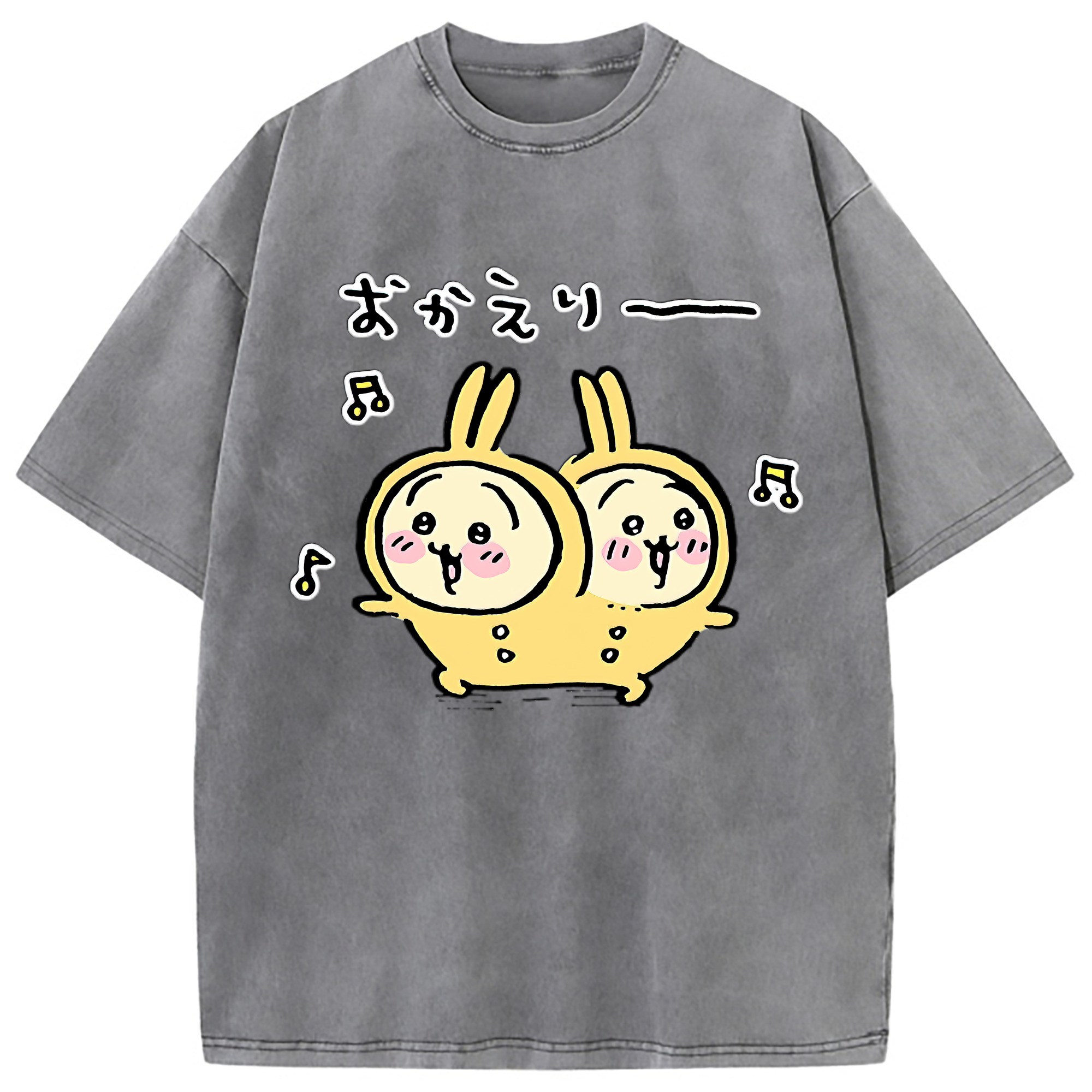（画像用） ちいかわ うさぎ Chii-kawa usagi 綿100% ヴィンテージ風 半袖Tシャツ（フロントプリント）
