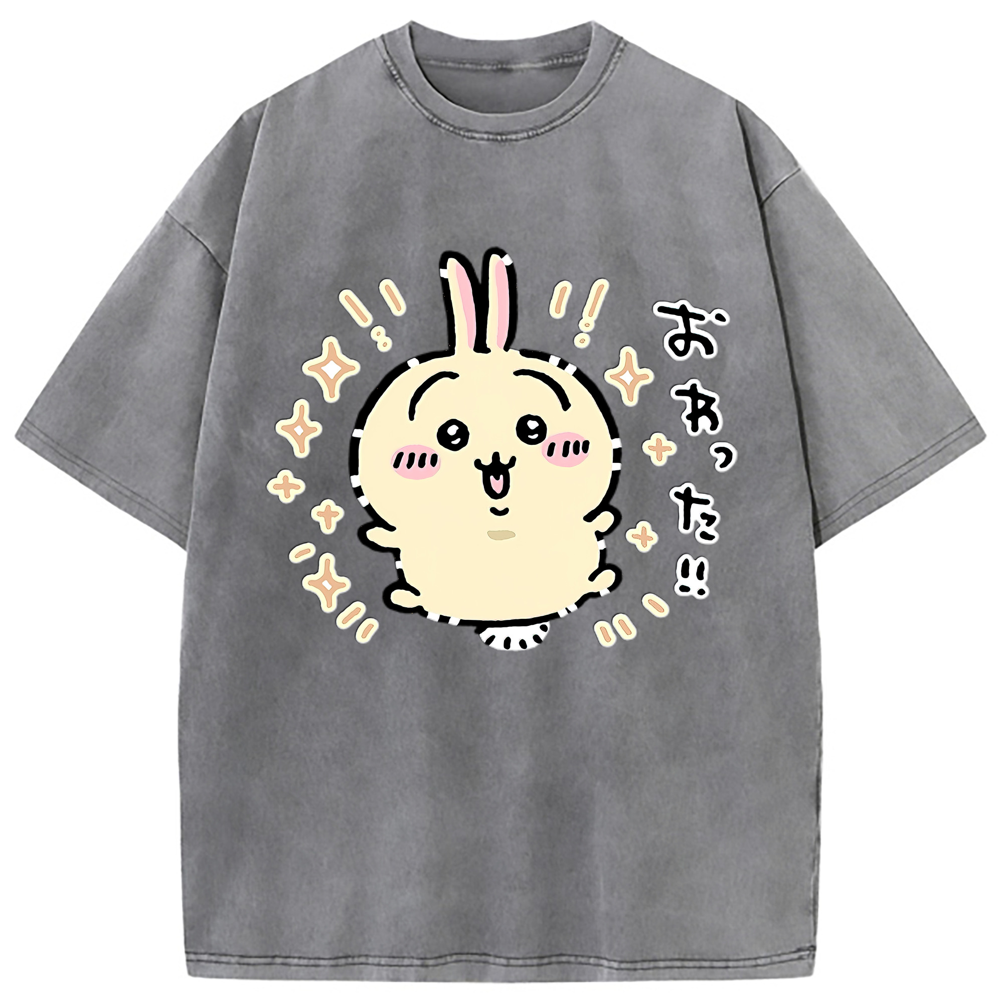 （画像用） ちいかわ うさぎ Chii-kawa usagi 綿100% ヴィンテージ風 半袖Tシャツ（フロントプリント）