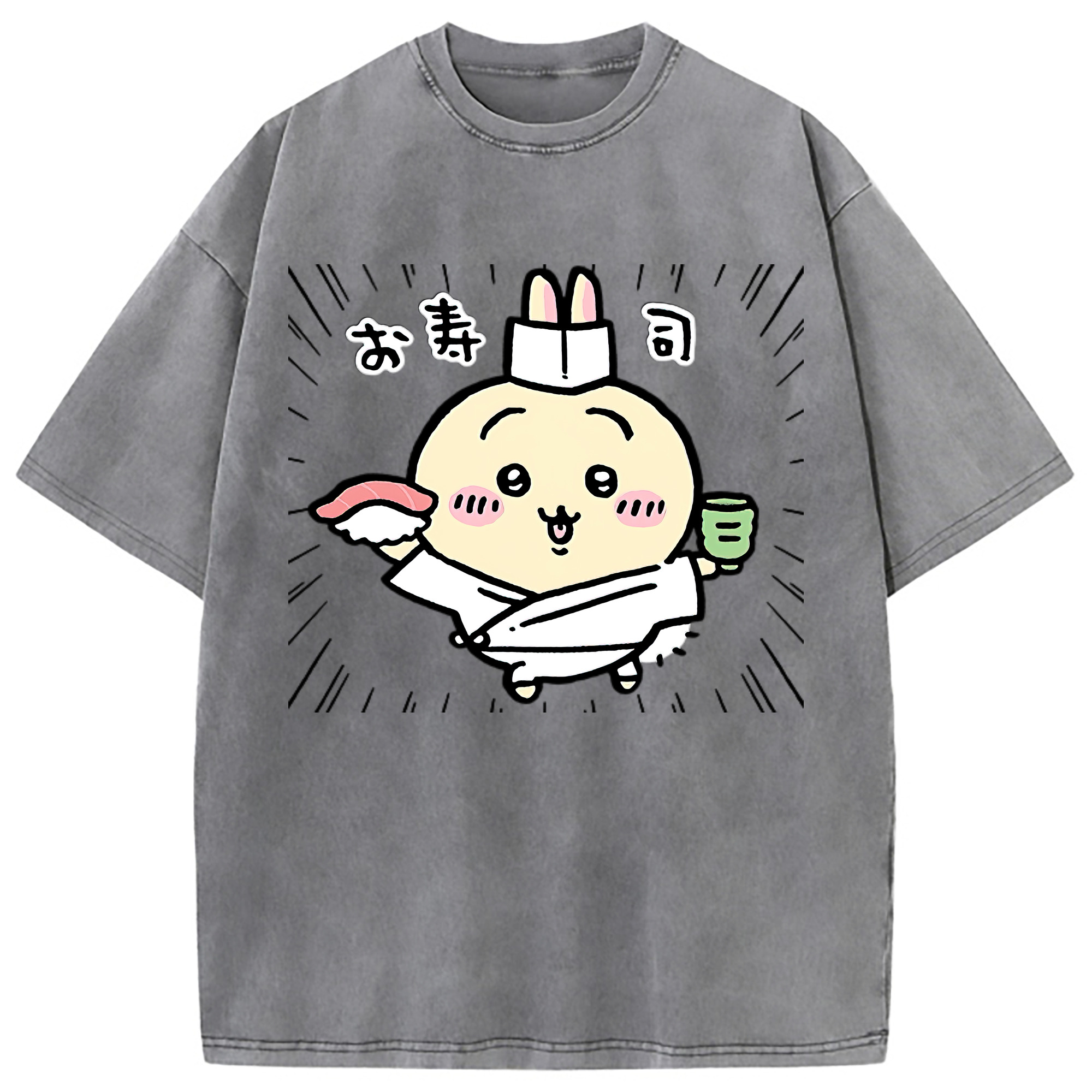 （画像用） ちいかわ うさぎ Chii-kawa usagi 綿100% ヴィンテージ風 半袖Tシャツ（フロントプリント）