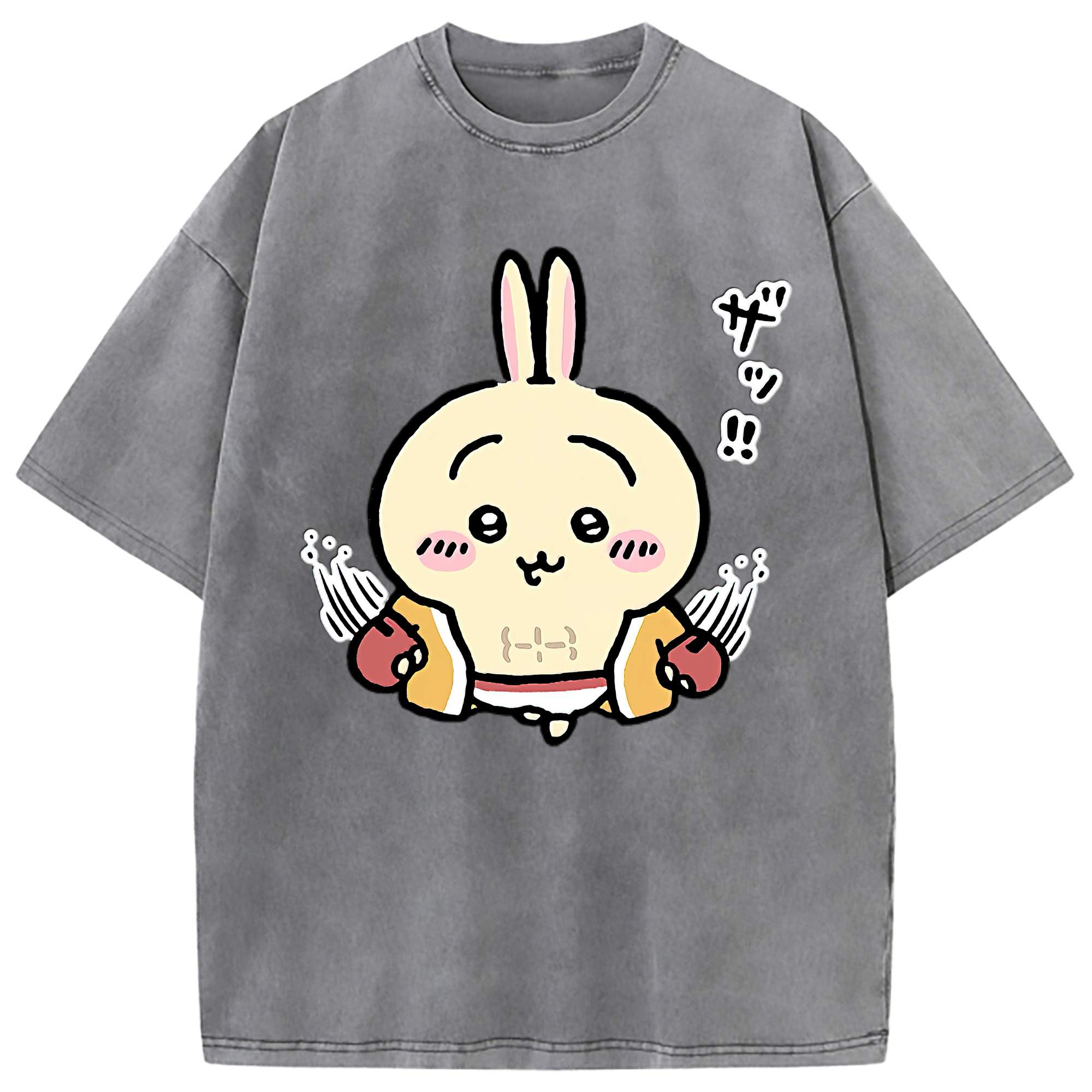 （画像用） ちいかわ うさぎ Chii-kawa usagi 綿100% ヴィンテージ風 半袖Tシャツ（フロントプリント）