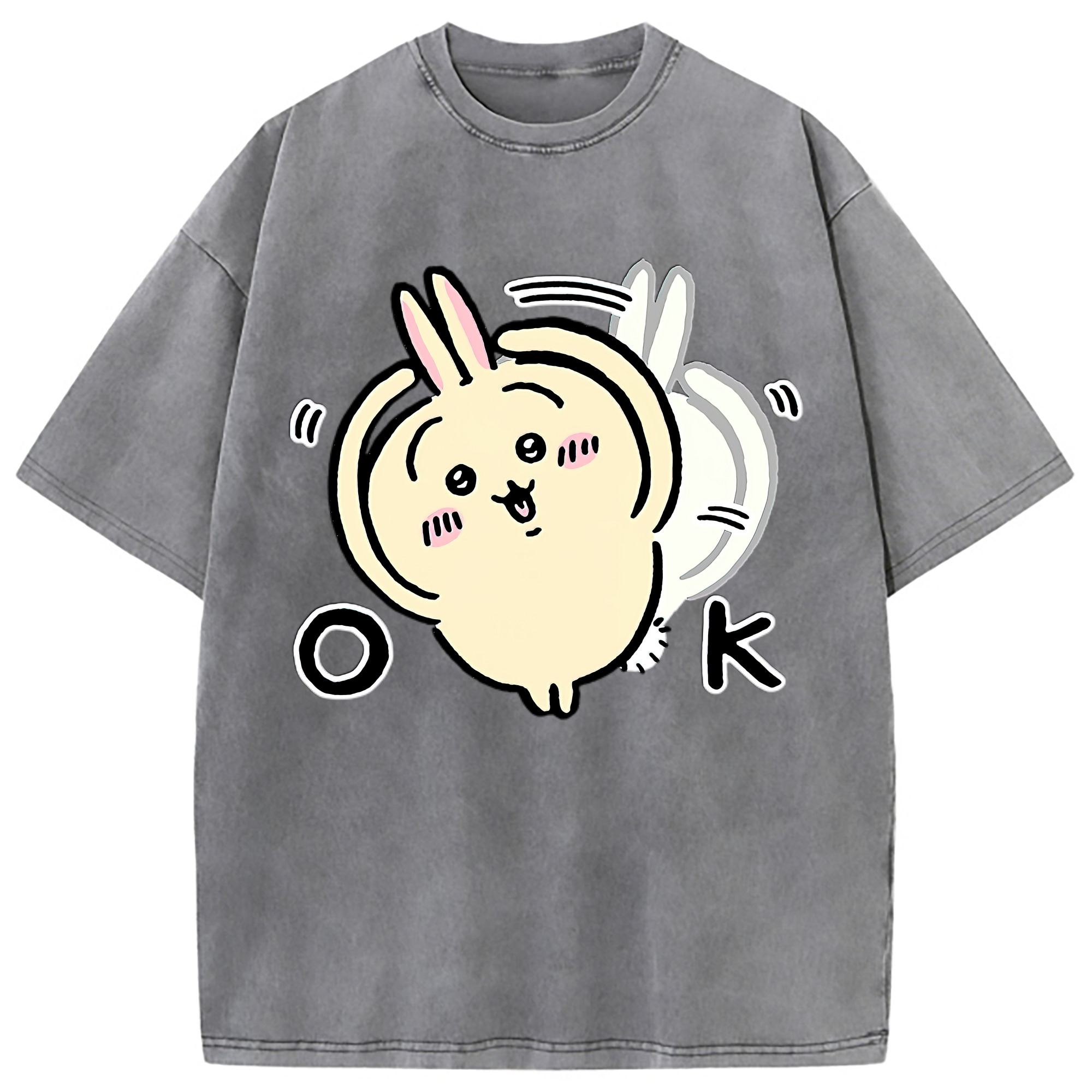 （画像用） ちいかわ うさぎ Chii-kawa usagi 綿100% ヴィンテージ風 半袖Tシャツ（フロントプリント）