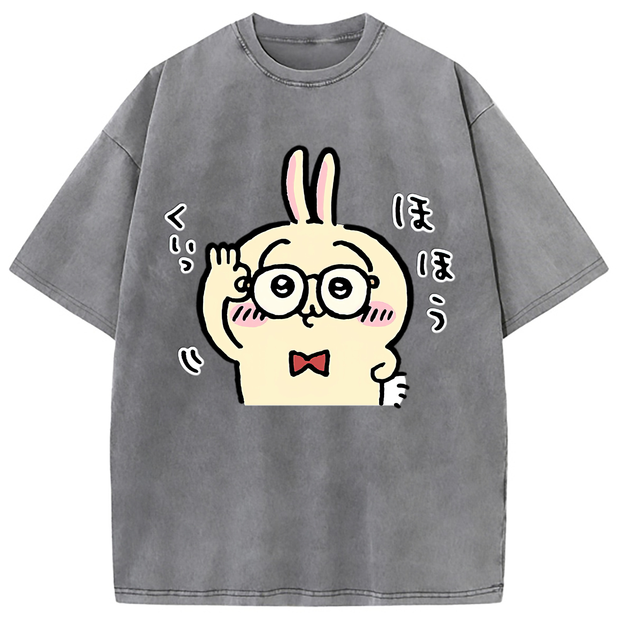 （画像用） ちいかわ うさぎ Chii-kawa usagi 綿100% ヴィンテージ風 半袖Tシャツ（フロントプリント）