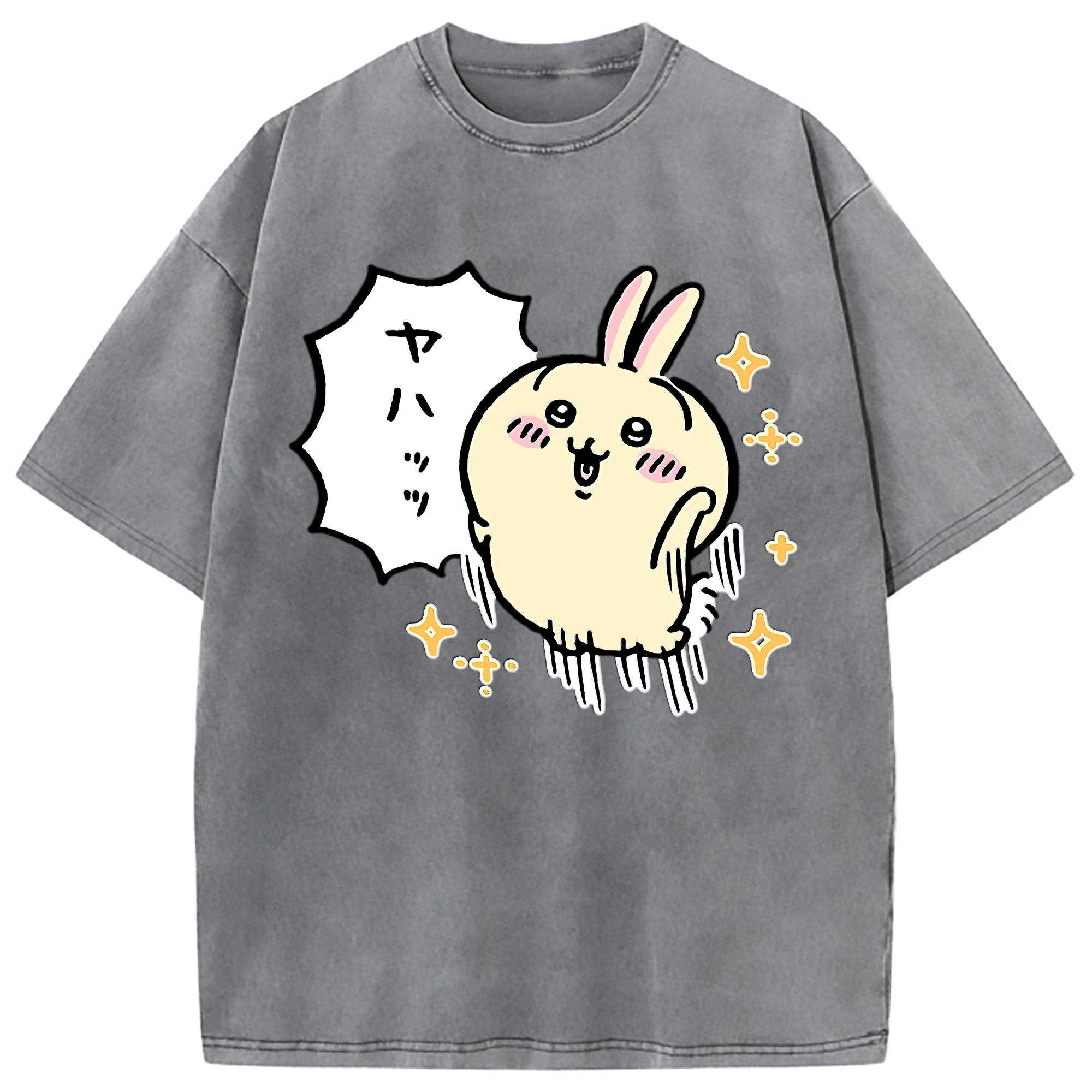 （画像用） ちいかわ うさぎ Chii-kawa usagi 綿100% ヴィンテージ風 半袖Tシャツ（フロントプリント）