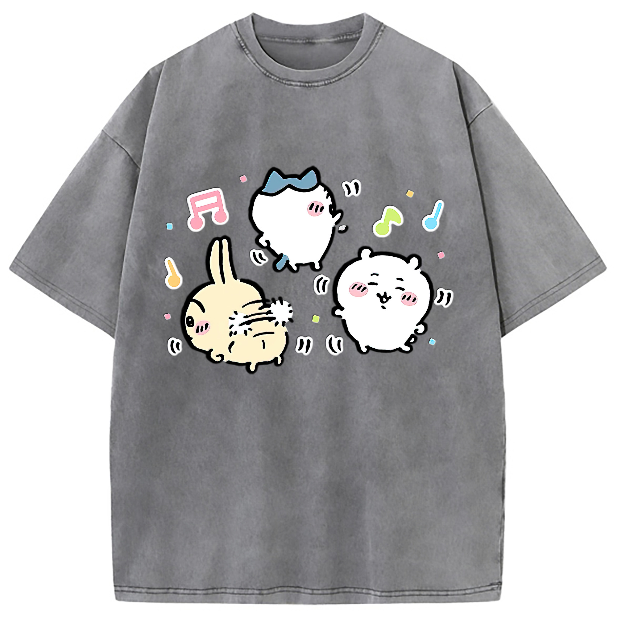 （画像用） ちいかわ うさぎ Chii-kawa usagi 綿100% ヴィンテージ風 半袖Tシャツ（フロントプリント）
