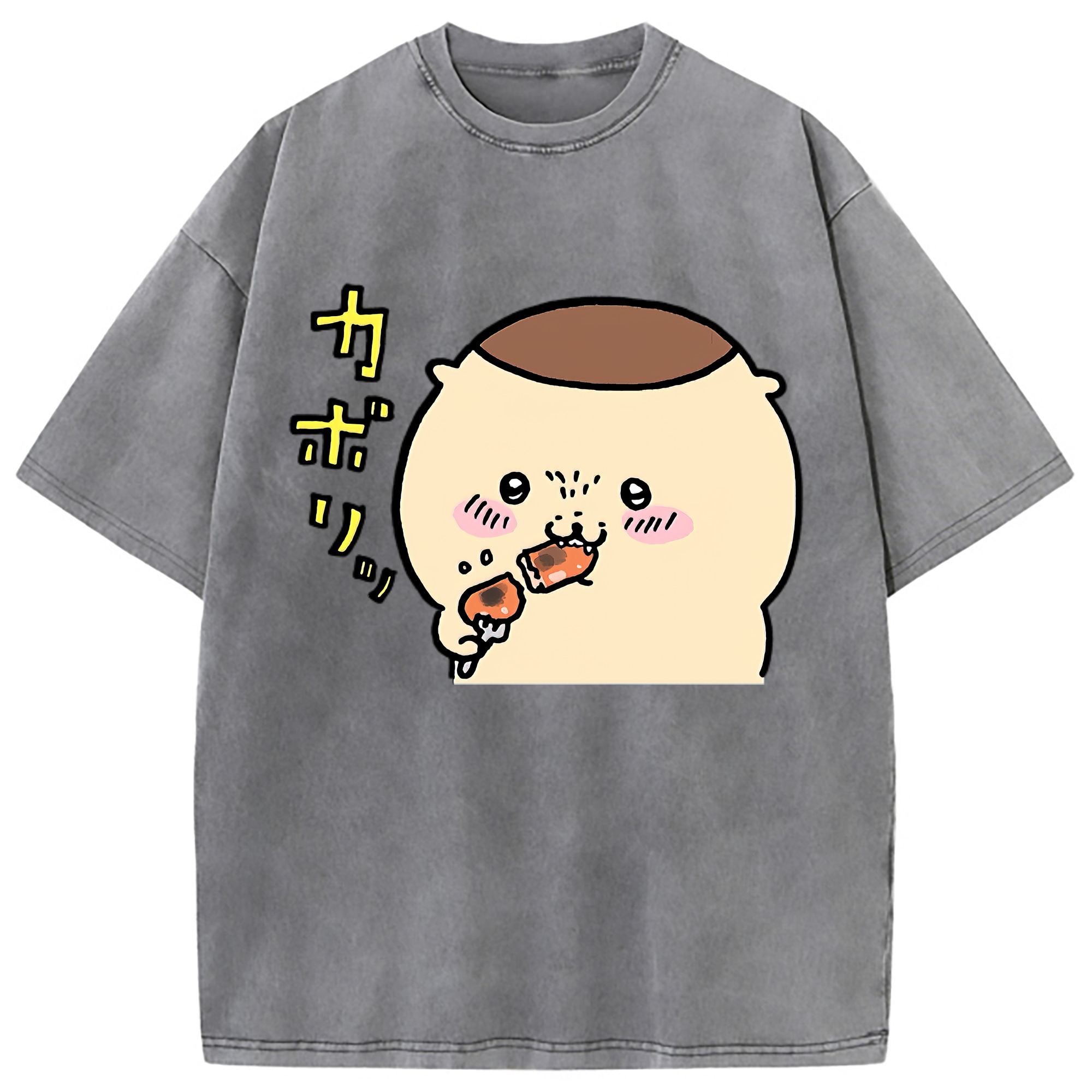 （画像用） ちいかわ くりまんじゅう Chii-kawa kuri manjū 綿100% ヴィンテージ風 半袖Tシャツ（フロントプリント）