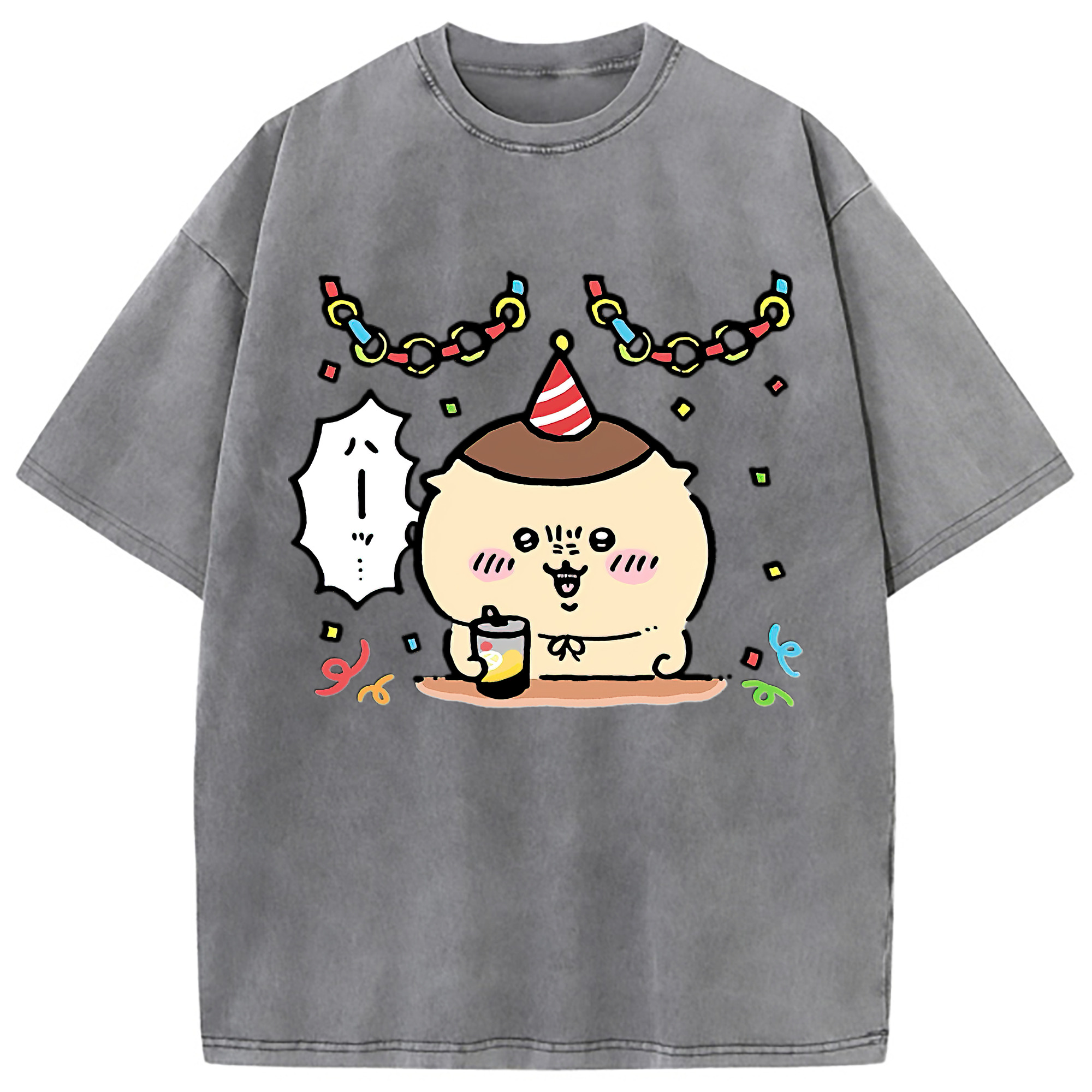 （画像用） ちいかわ くりまんじゅう Chii-kawa kuri manjū 綿100% ヴィンテージ風 半袖Tシャツ（フロントプリント）