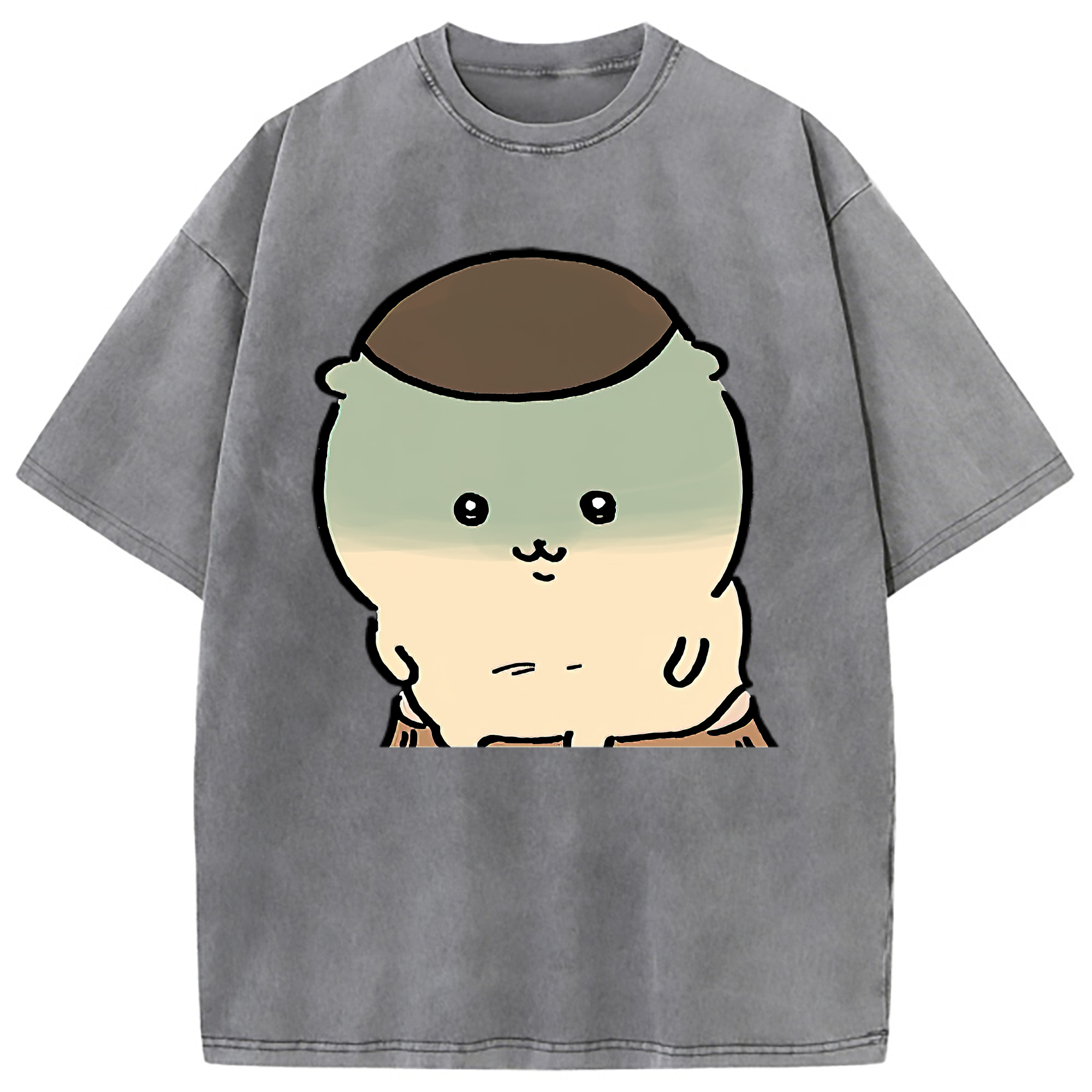 （画像用） ちいかわ くりまんじゅう Chii-kawa kuri manjū 綿100% ヴィンテージ風 半袖Tシャツ（フロントプリント）