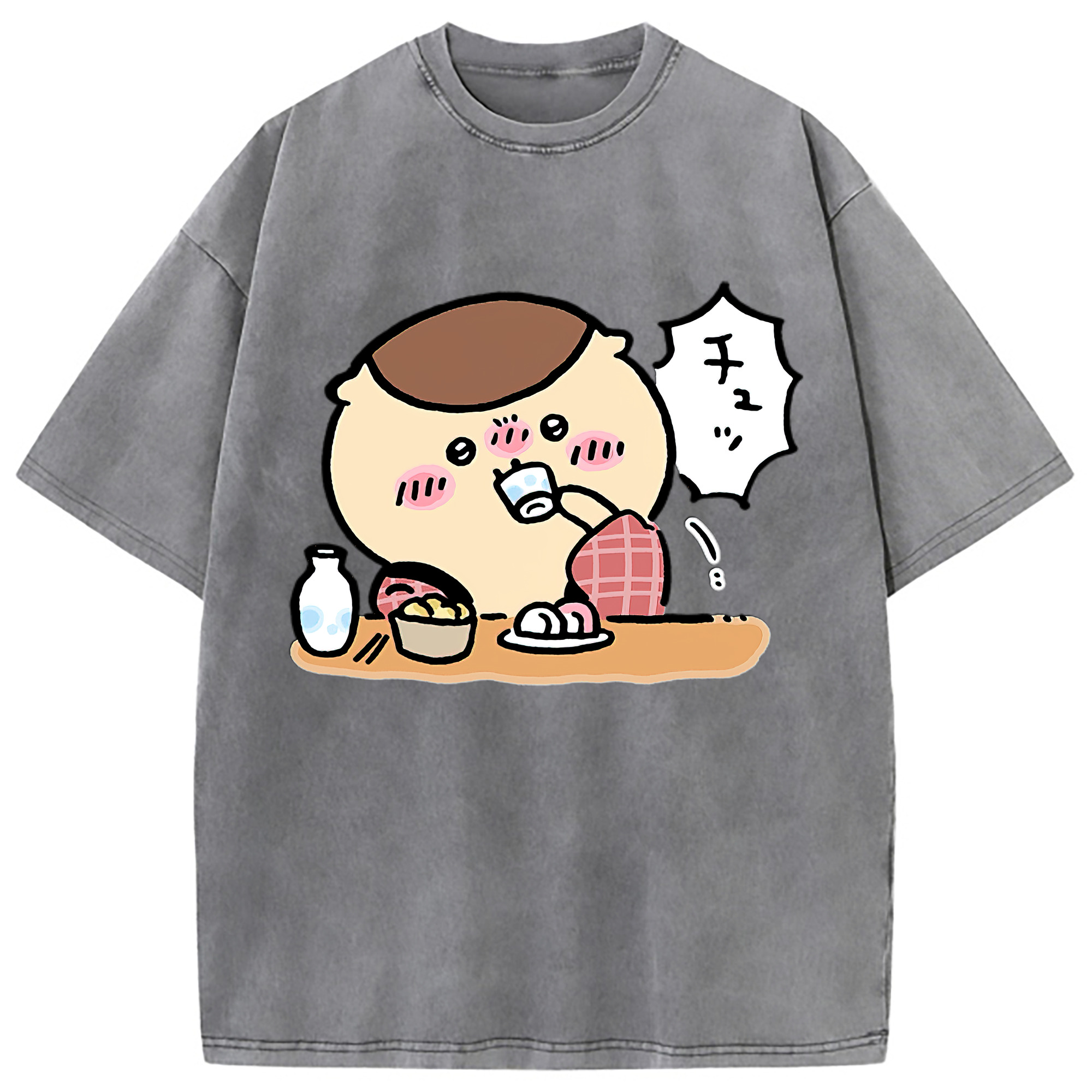 （画像用） ちいかわ くりまんじゅう Chii-kawa kuri manjū 綿100% ヴィンテージ風 半袖Tシャツ（フロントプリント）