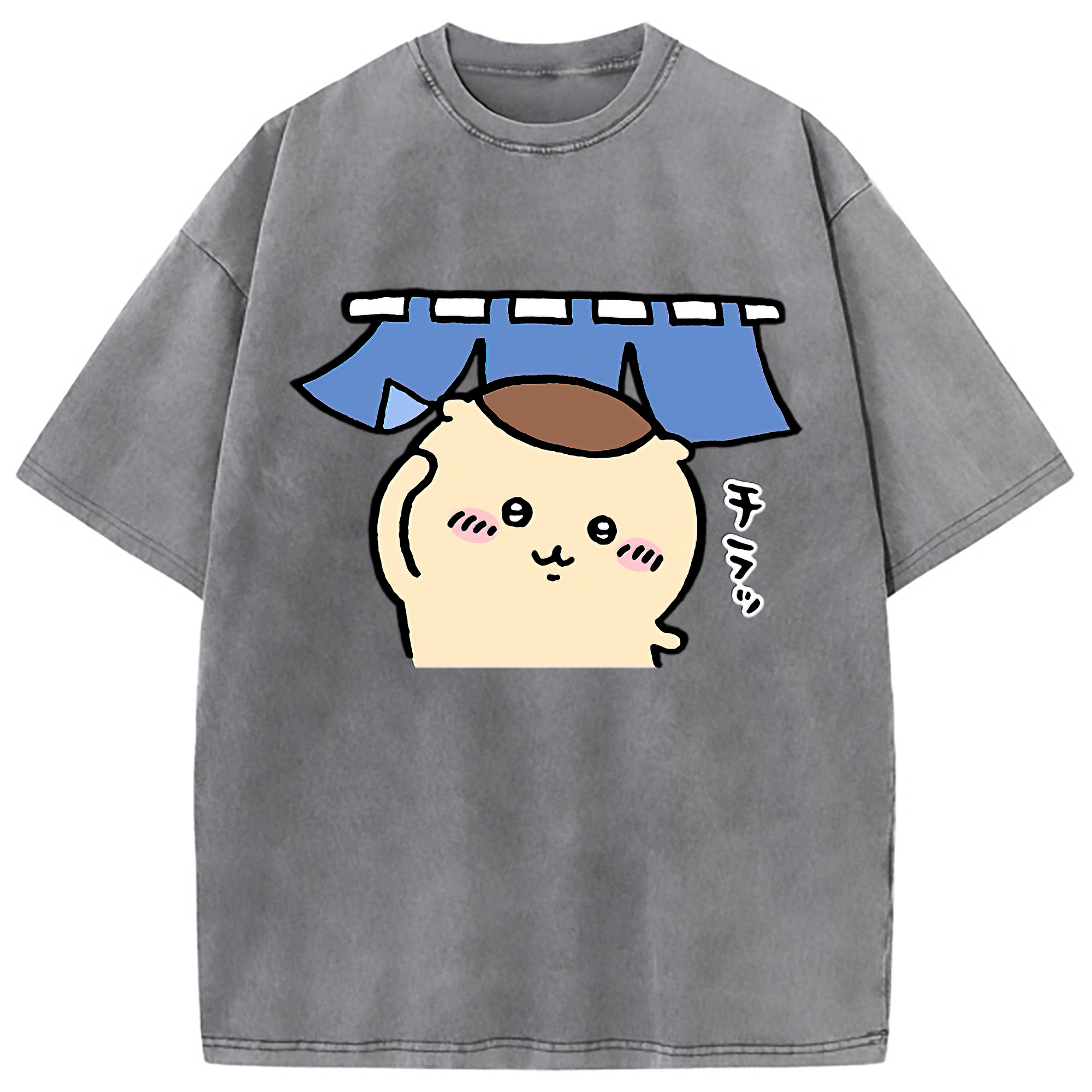 （画像用） ちいかわ くりまんじゅう Chii-kawa kuri manjū 綿100% ヴィンテージ風 半袖Tシャツ（フロントプリント）