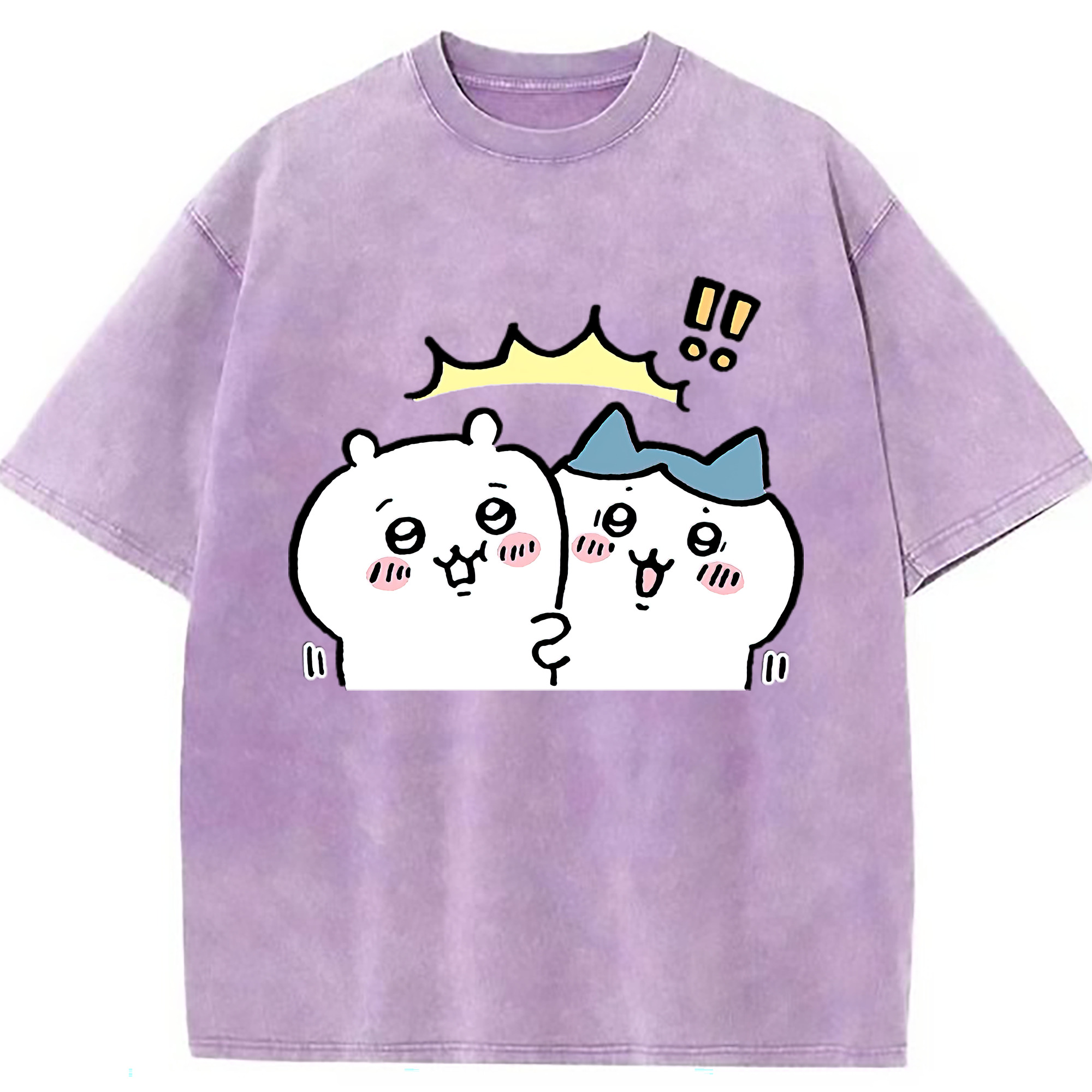 （画像用） ちいかわ ハチワレ Chii-kawa hachiware 綿100% ヴィンテージ風 半袖Tシャツ（フロントプリント）