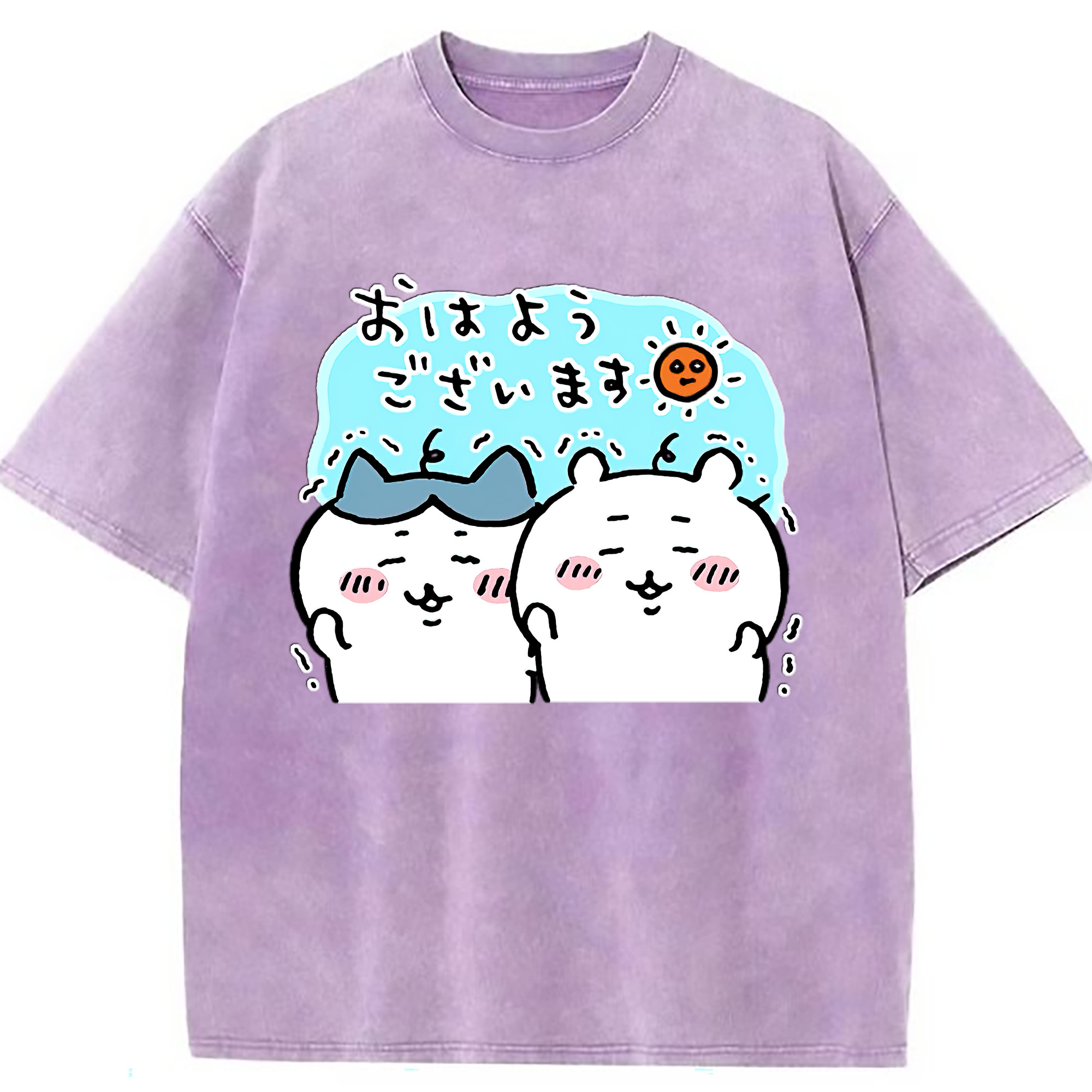（画像用） ちいかわ ハチワレ Chii-kawa hachiware 綿100% ヴィンテージ風 半袖Tシャツ（フロントプリント）