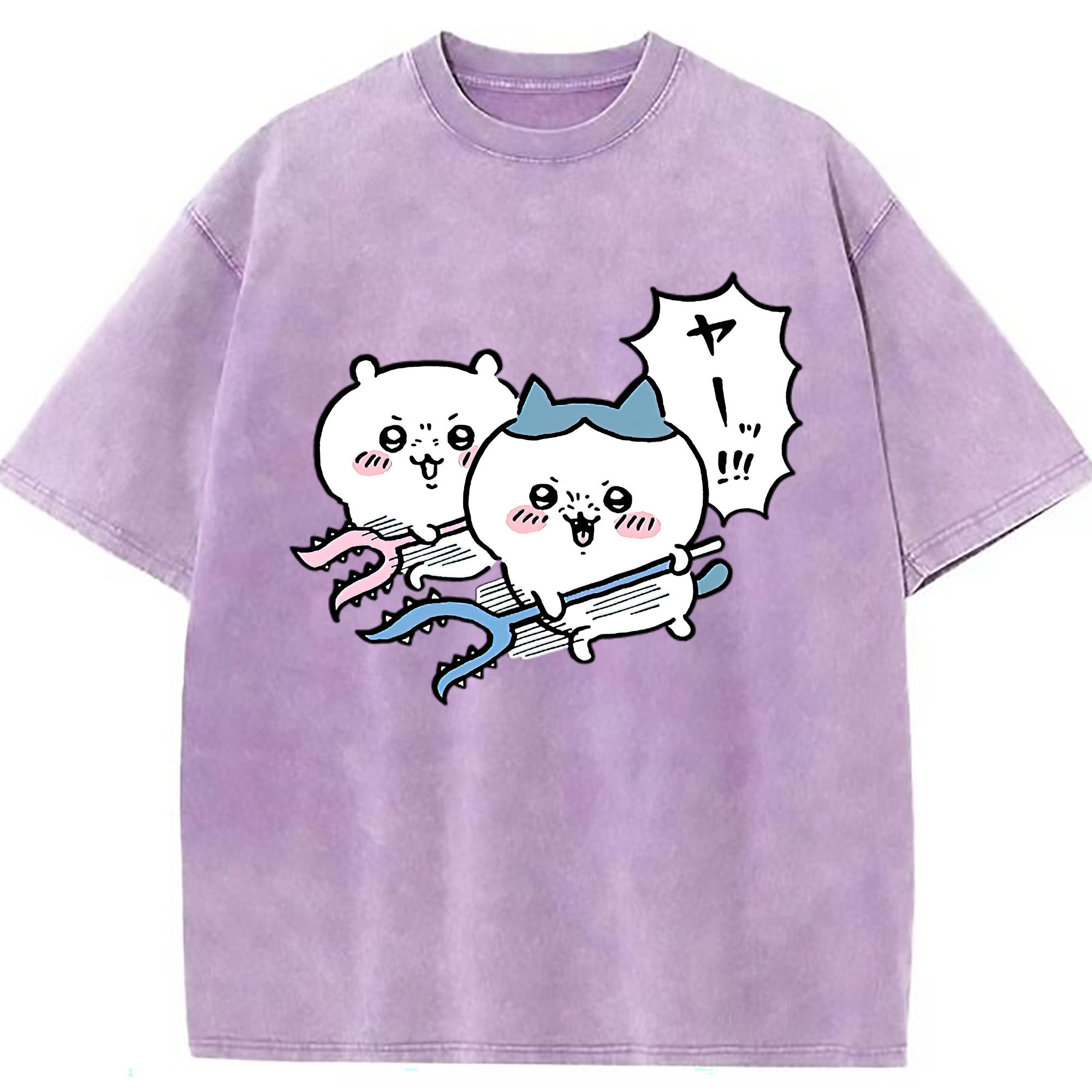 （画像用） ちいかわ ハチワレ Chii-kawa hachiware 綿100% ヴィンテージ風 半袖Tシャツ（フロントプリント）