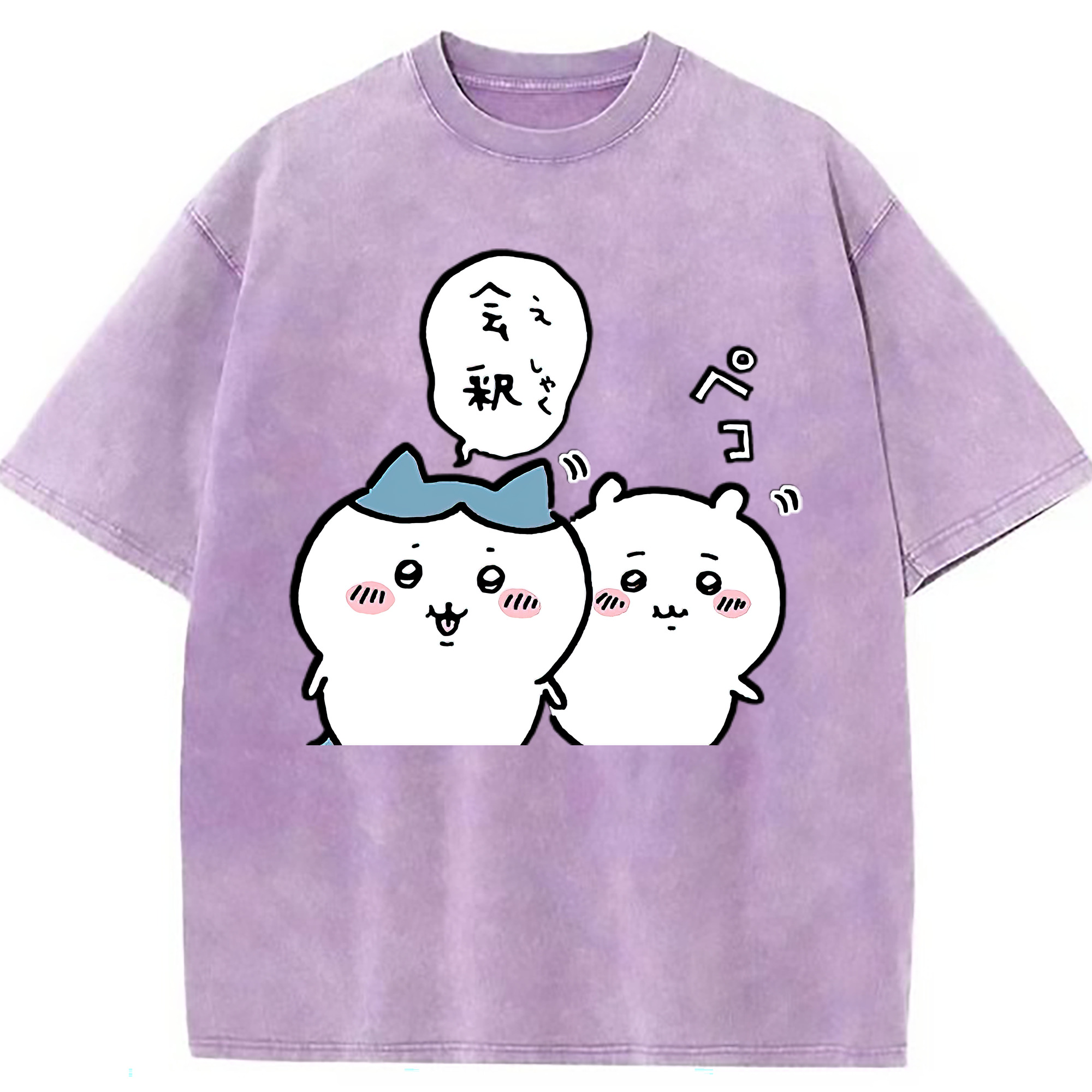 （画像用） ちいかわ ハチワレ Chii-kawa hachiware 綿100% ヴィンテージ風 半袖Tシャツ（フロントプリント）