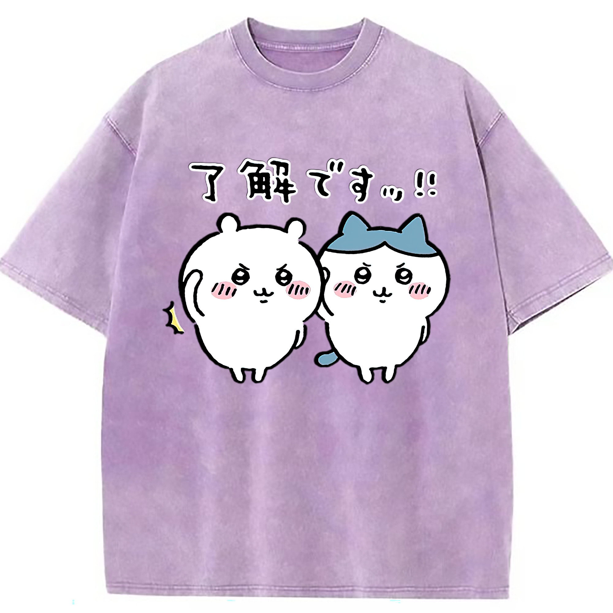 （画像用） ちいかわ ハチワレ Chii-kawa hachiware 綿100% ヴィンテージ風 半袖Tシャツ（フロントプリント）
