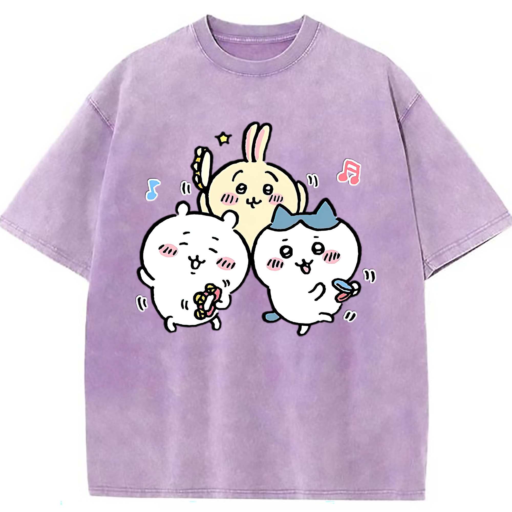 （画像用） ちいかわ ハチワレ Chii-kawa hachiware 綿100% ヴィンテージ風 半袖Tシャツ（フロントプリント）