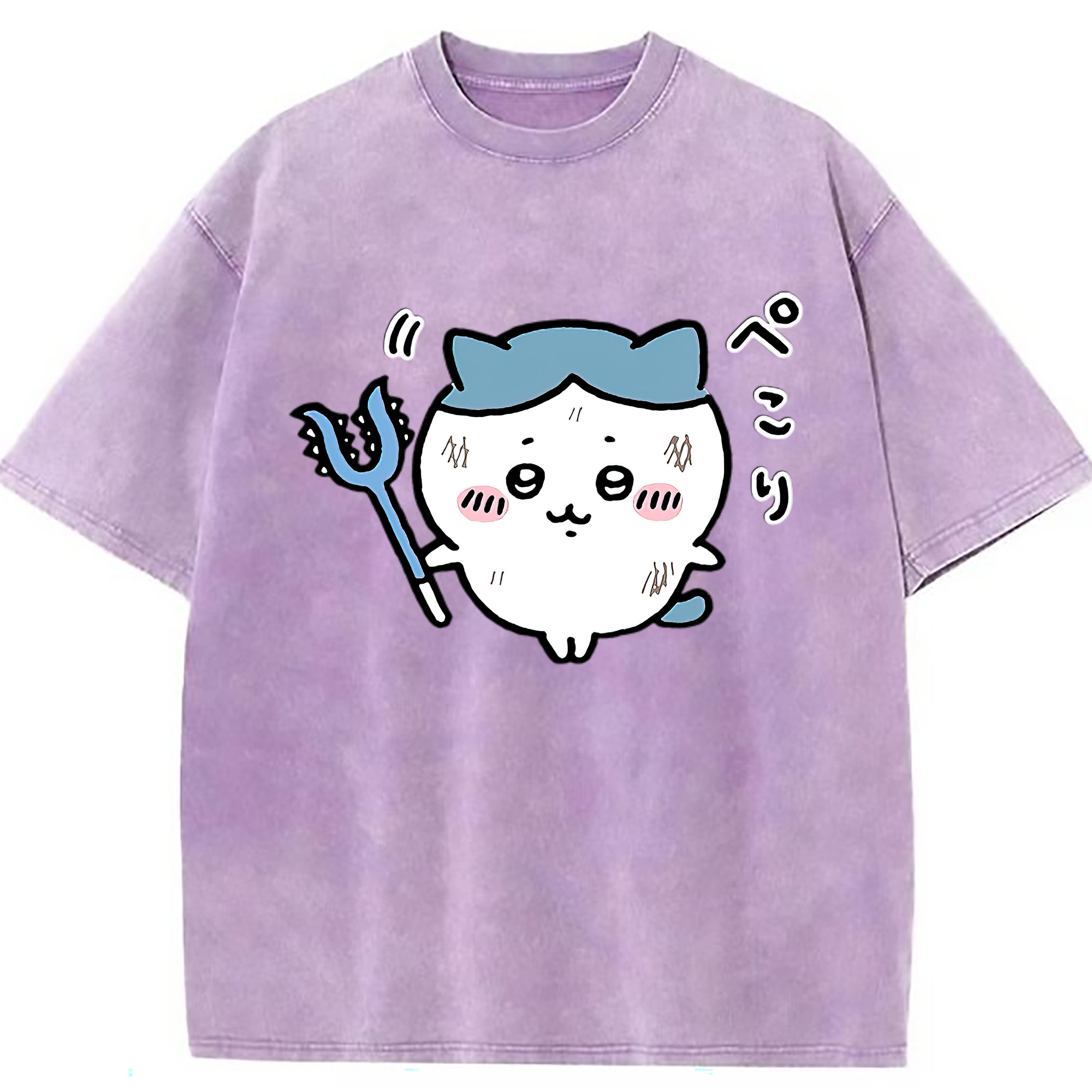 （画像用） ちいかわ ハチワレ Chii-kawa hachiware 綿100% ヴィンテージ風 半袖Tシャツ（フロントプリント）