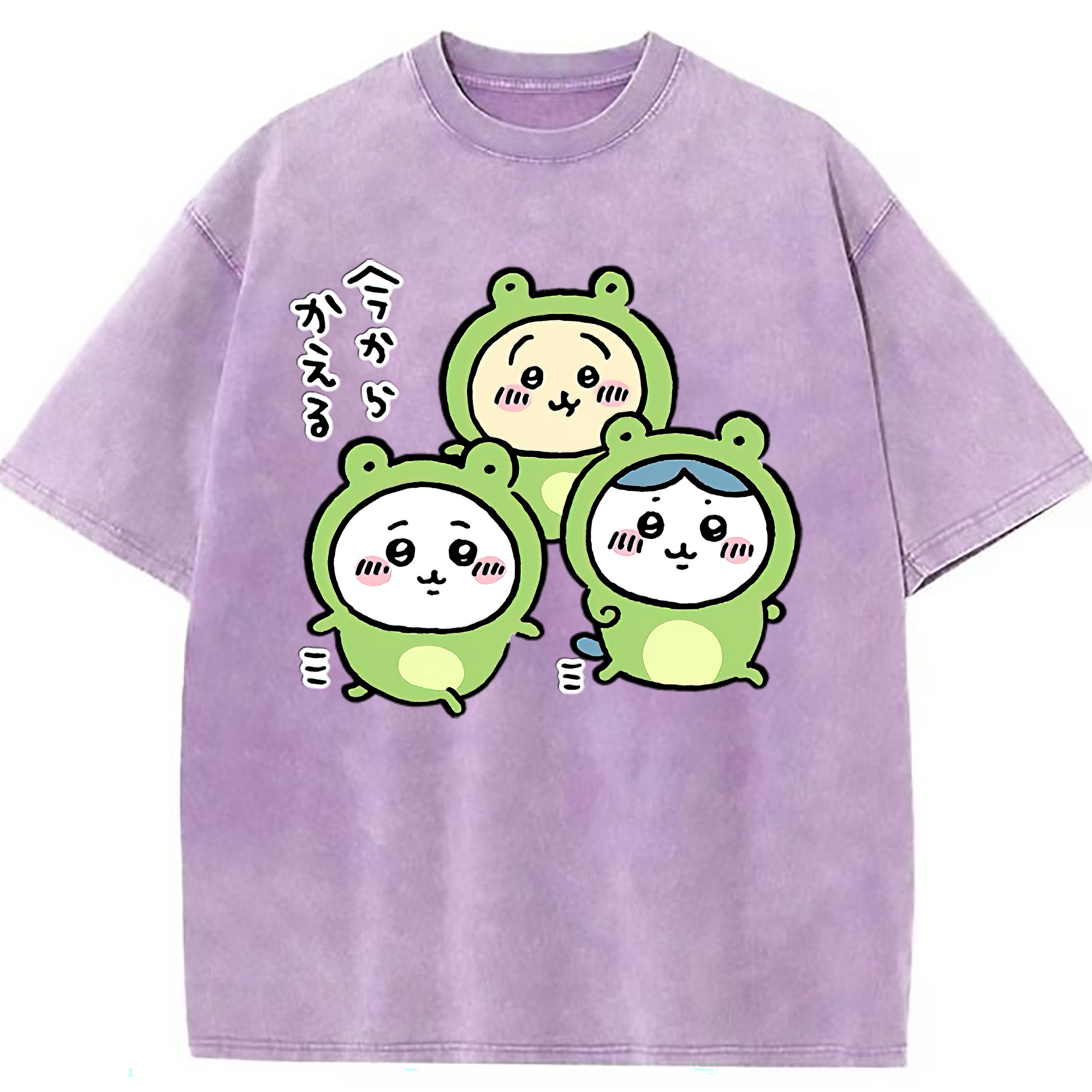 （画像用） ちいかわ ハチワレ Chii-kawa hachiware 綿100% ヴィンテージ風 半袖Tシャツ（フロントプリント）