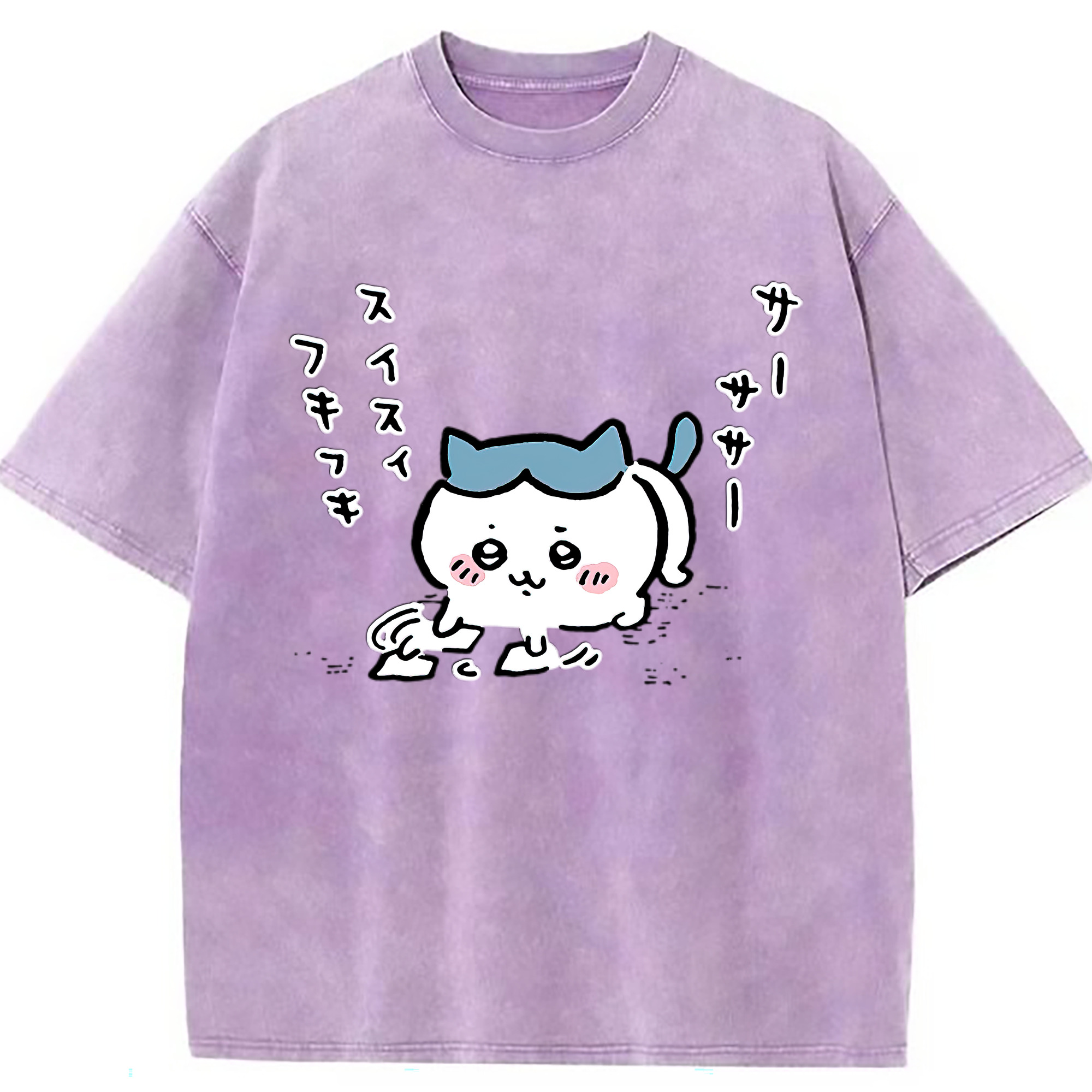 （画像用） ちいかわ ハチワレ Chii-kawa hachiware 綿100% ヴィンテージ風 半袖Tシャツ（フロントプリント）