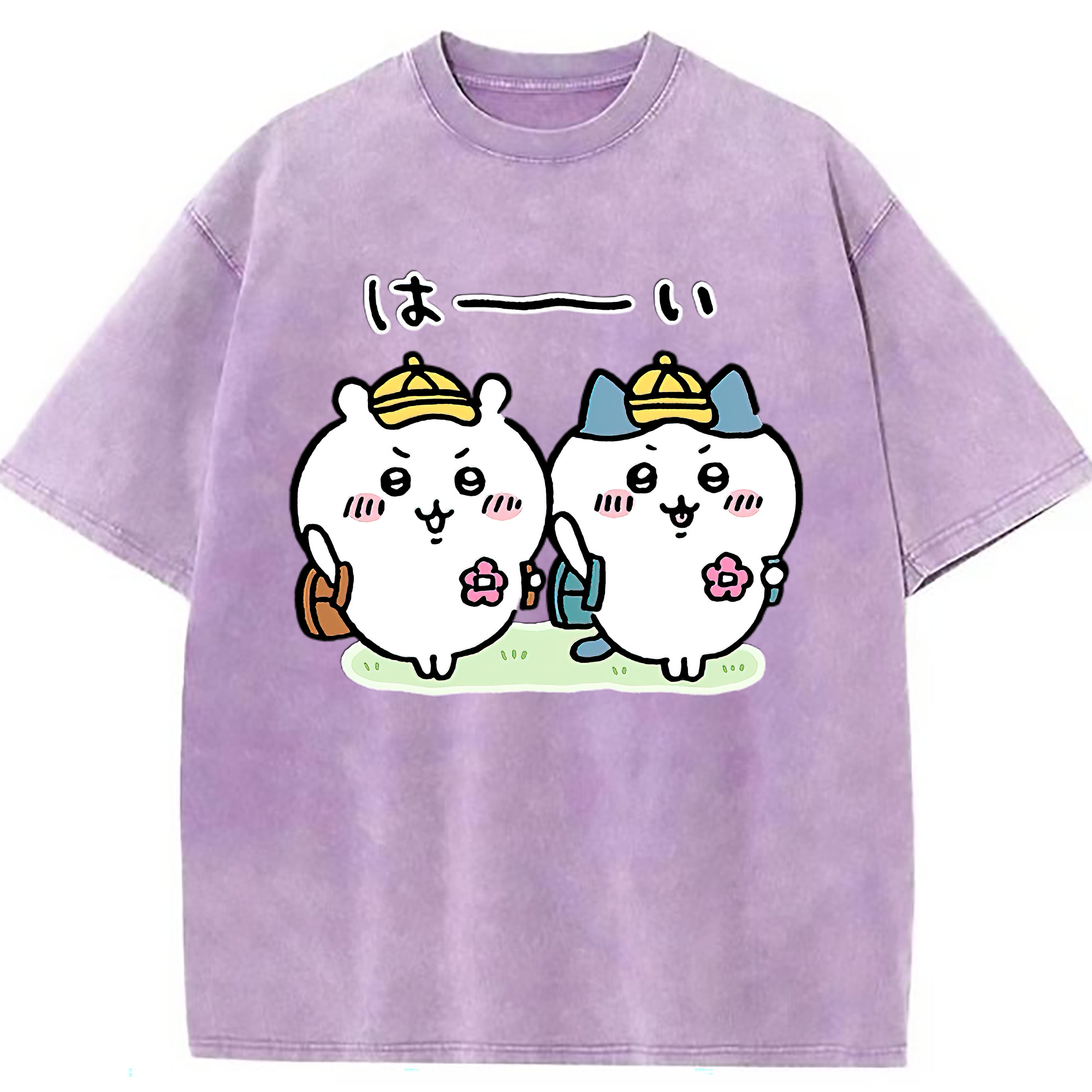 （画像用） ちいかわ ハチワレ Chii-kawa hachiware 綿100% ヴィンテージ風 半袖Tシャツ（フロントプリント）