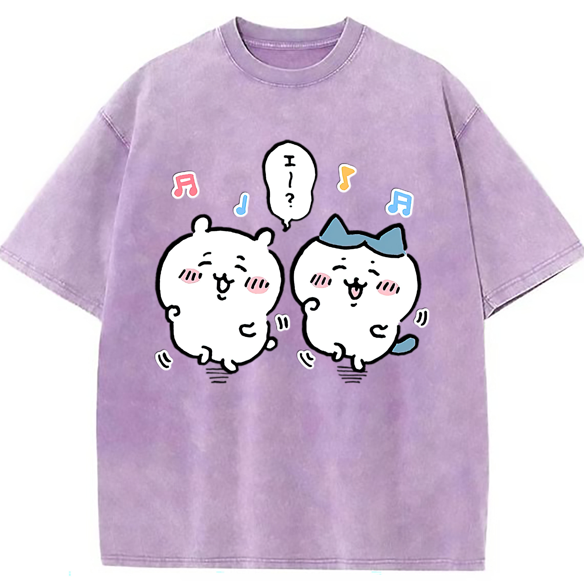 （画像用） ちいかわ ハチワレ Chii-kawa hachiware 綿100% ヴィンテージ風 半袖Tシャツ（フロントプリント）
