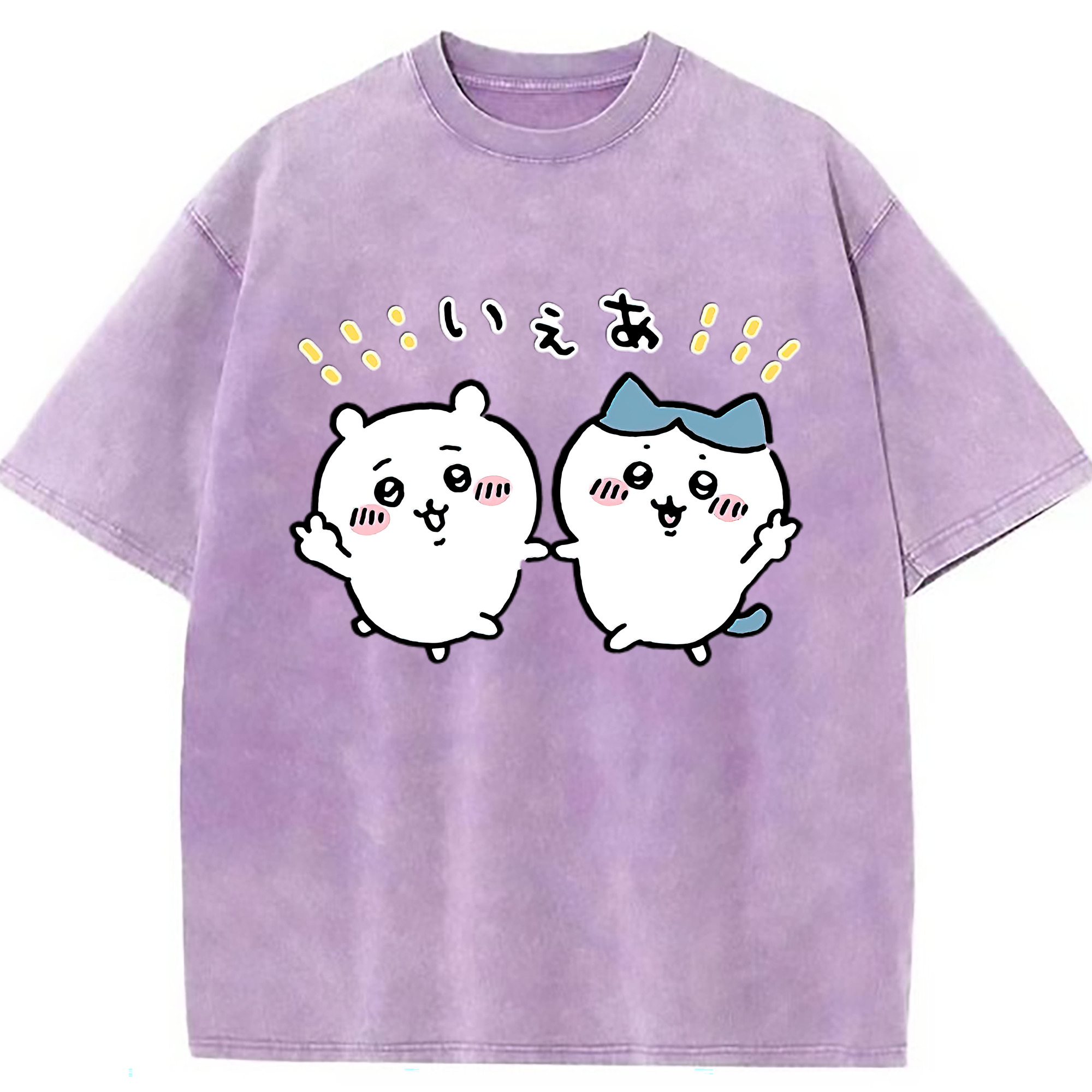 （画像用） ちいかわ ハチワレ Chii-kawa hachiware 綿100% ヴィンテージ風 半袖Tシャツ（フロントプリント）