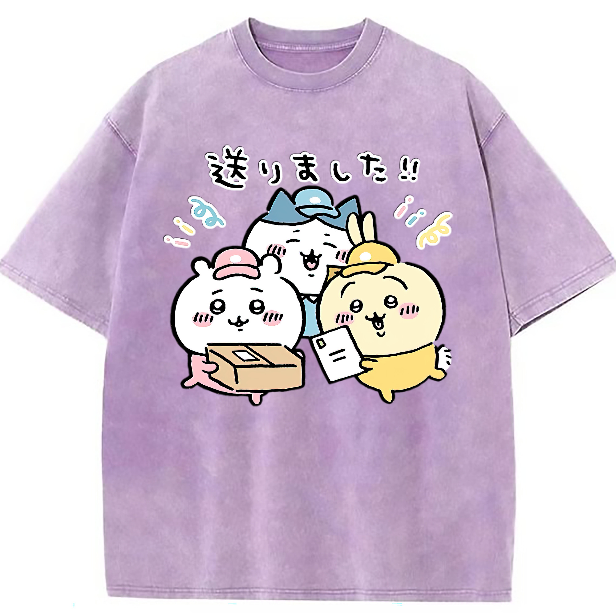 （画像用） ちいかわ ハチワレ Chii-kawa hachiware 綿100% ヴィンテージ風 半袖Tシャツ（フロントプリント）