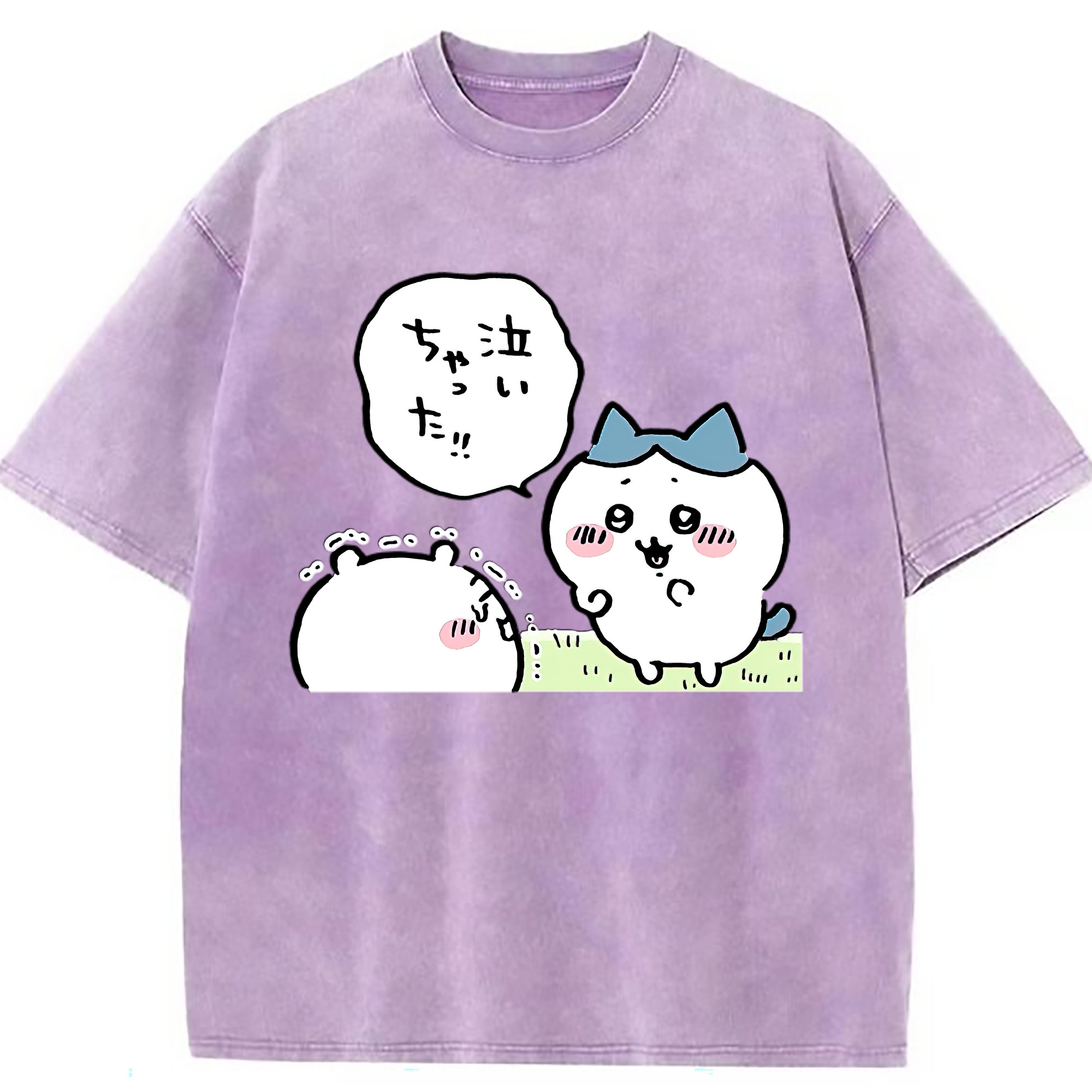 （画像用） ちいかわ ハチワレ Chii-kawa hachiware 綿100% ヴィンテージ風 半袖Tシャツ（フロントプリント）