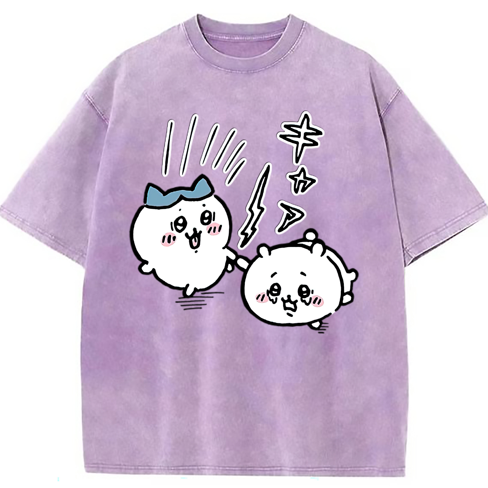 （画像用） ちいかわ ハチワレ Chii-kawa hachiware 綿100% ヴィンテージ風 半袖Tシャツ（フロントプリント）