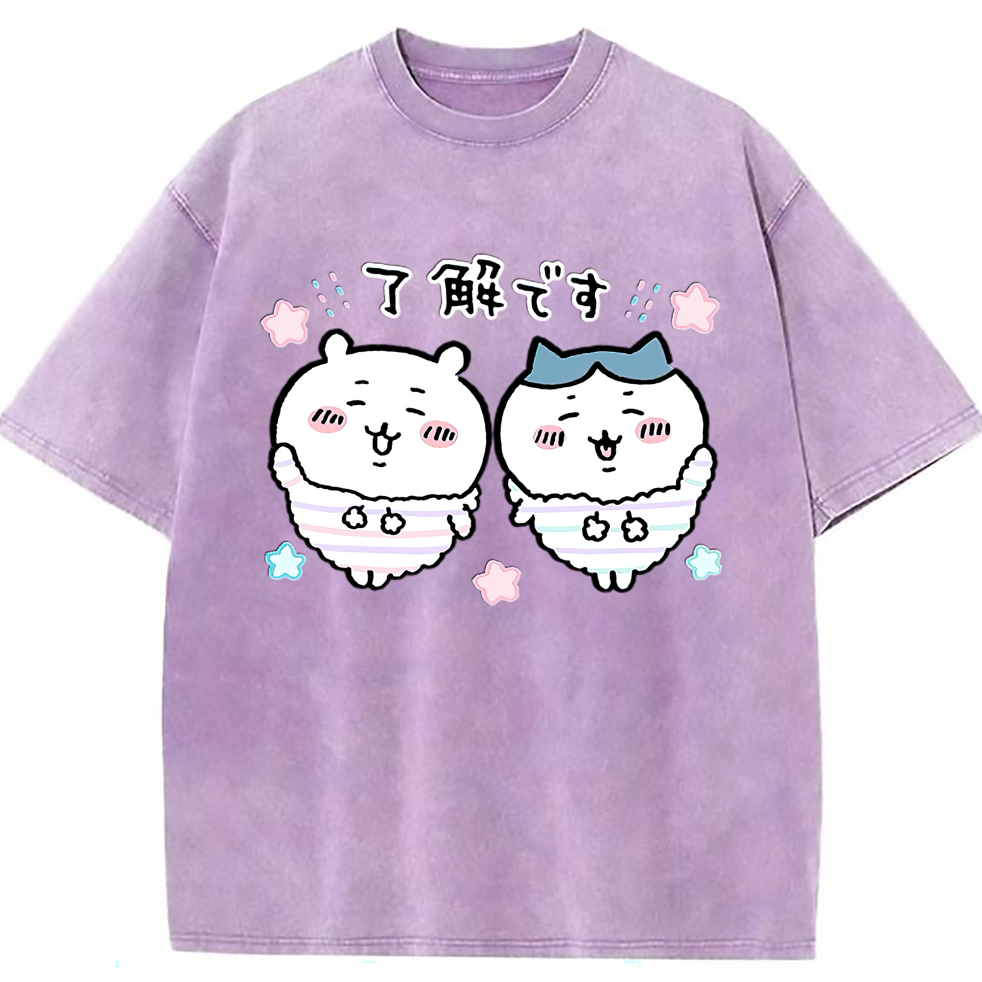 （画像用） ちいかわ ハチワレ Chii-kawa hachiware 綿100% ヴィンテージ風 半袖Tシャツ（フロントプリント）