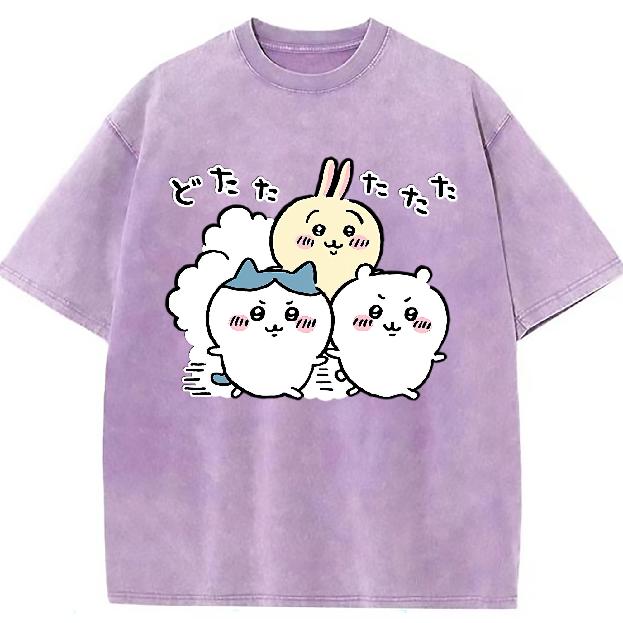 （画像用） ちいかわ ハチワレ Chii-kawa hachiware 綿100% ヴィンテージ風 半袖Tシャツ（フロントプリント）